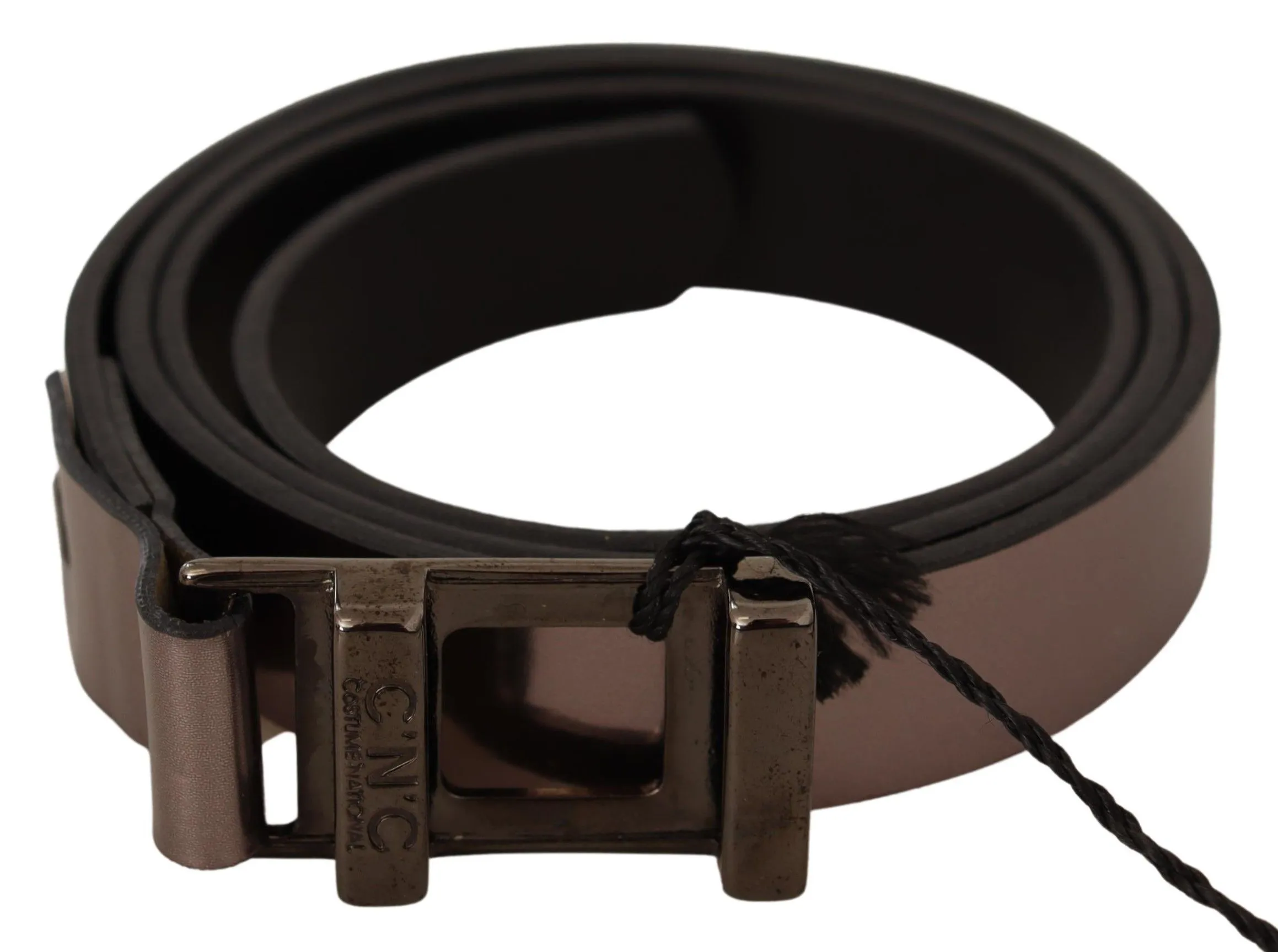 Costume National Women's Chic Pink Metallic Leather Belt with Bronze Buckle