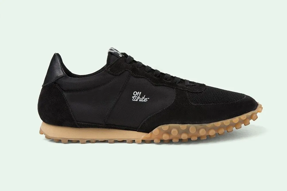 Off-White Women's Elegant Black Shiny Mocassins with Logo Band