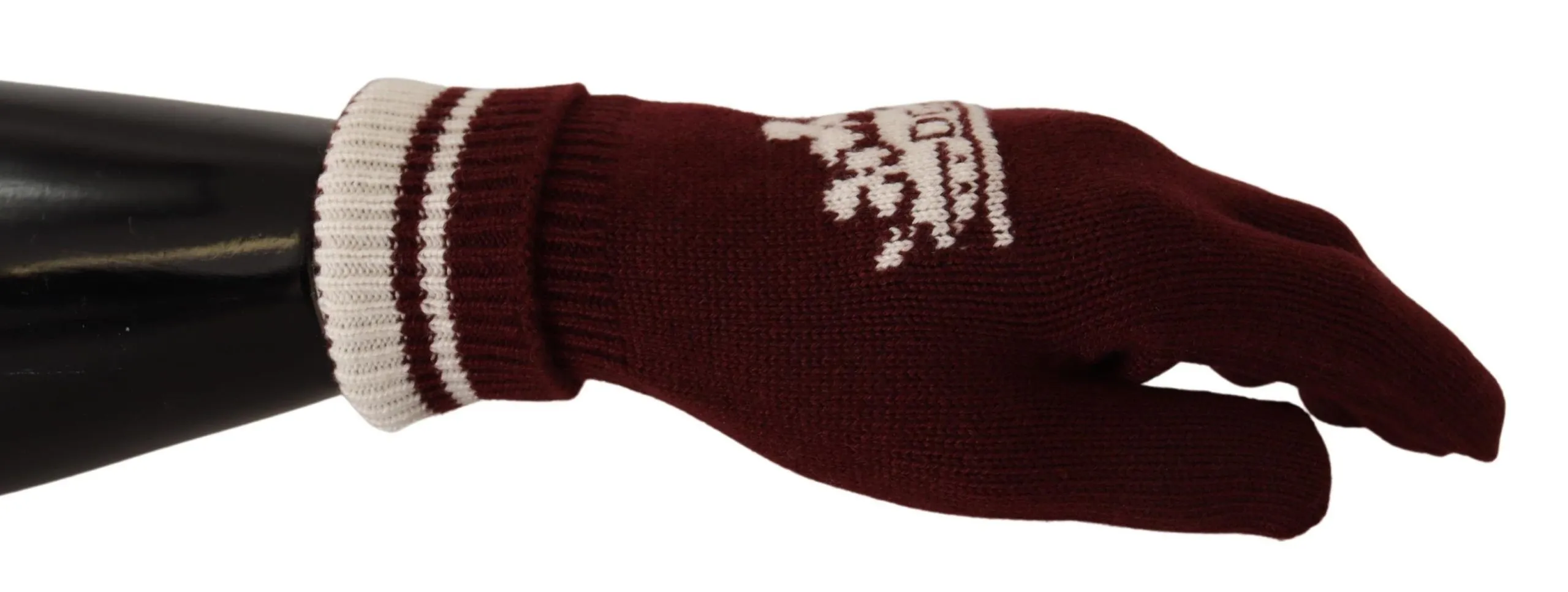 Dolce & Gabbana Men's Elegant Red Cashmere Gloves with Crown Motif