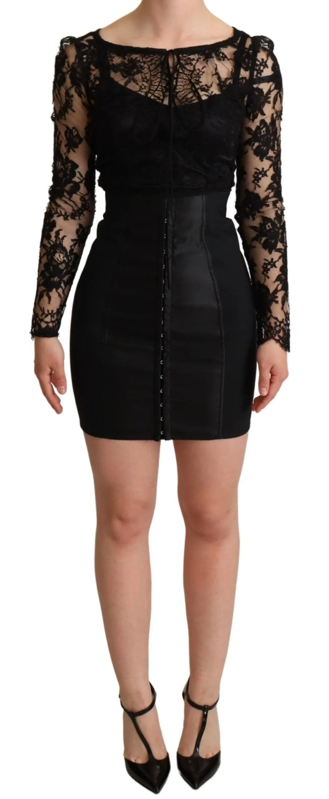 Dolce & Gabbana Women's Elegant Black Lace Mini-Dress Delight