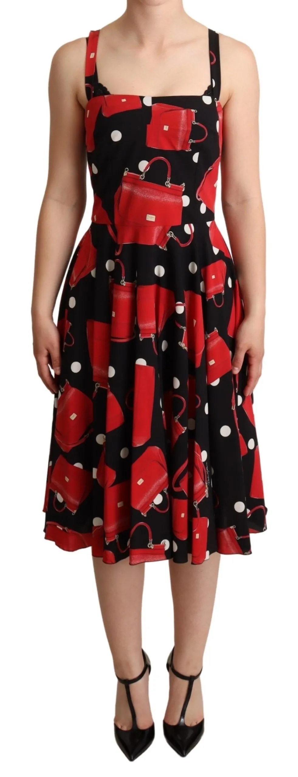 Dolce & Gabbana Women's Sicilian Bag Print Sleeveless Midi Dress