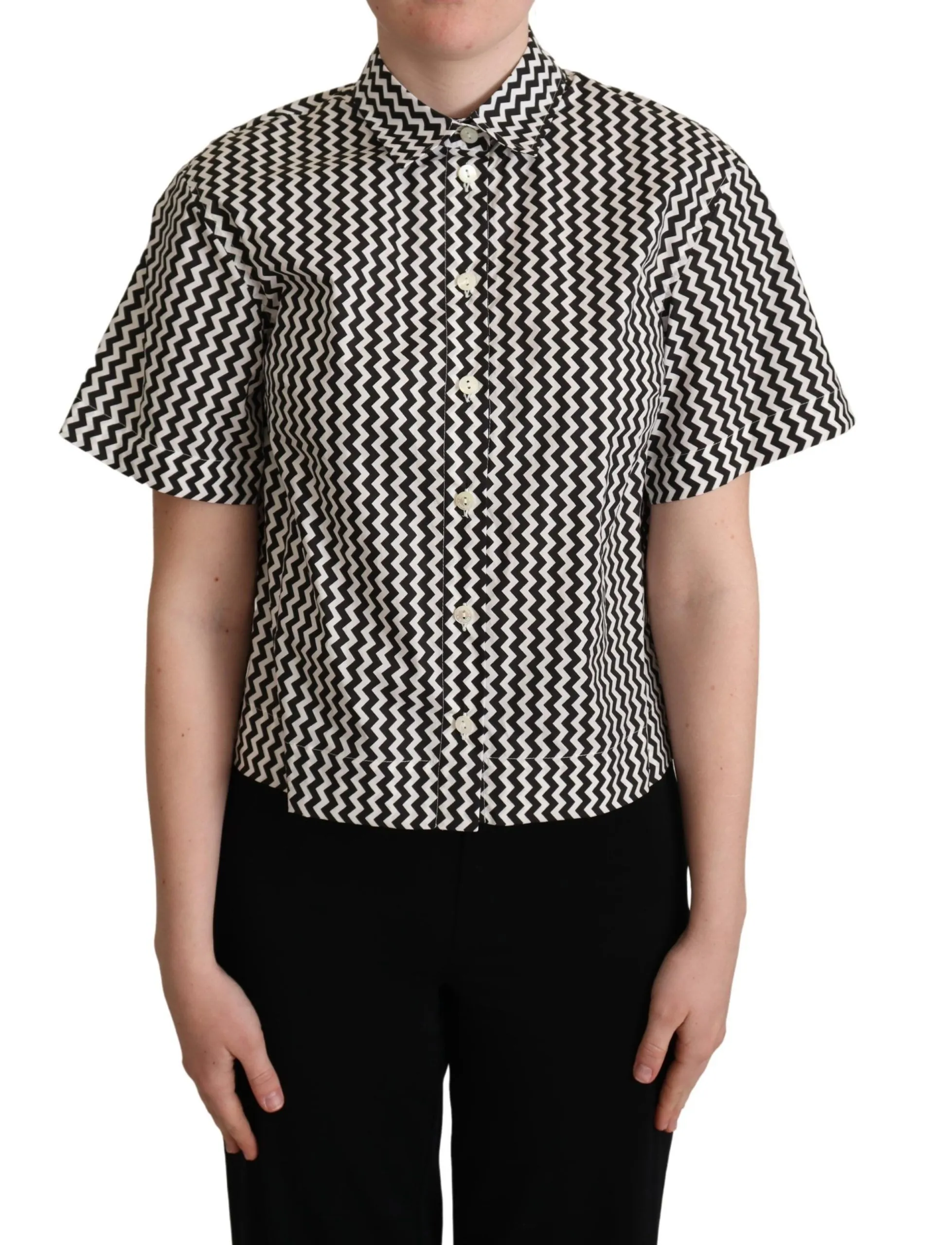 Dolce & Gabbana Women's Zigzag Elegance Cotton Polo Top
