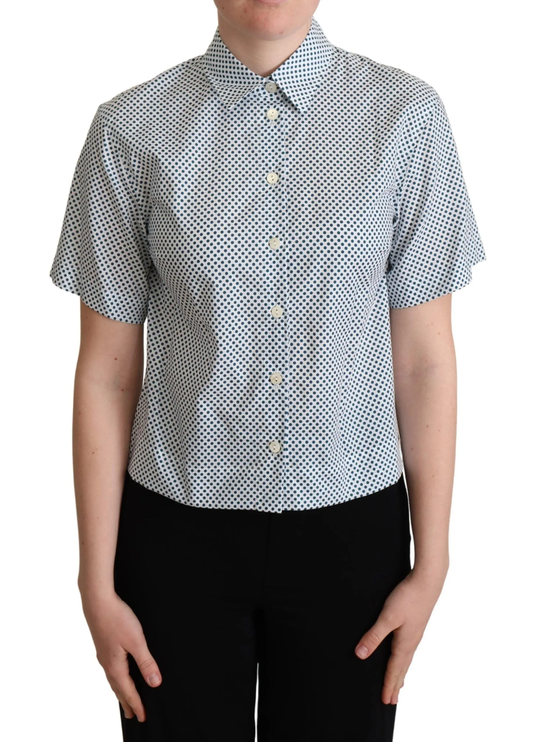 Dolce & Gabbana Women's Elegant Polka Dot Cotton Polo Shirt