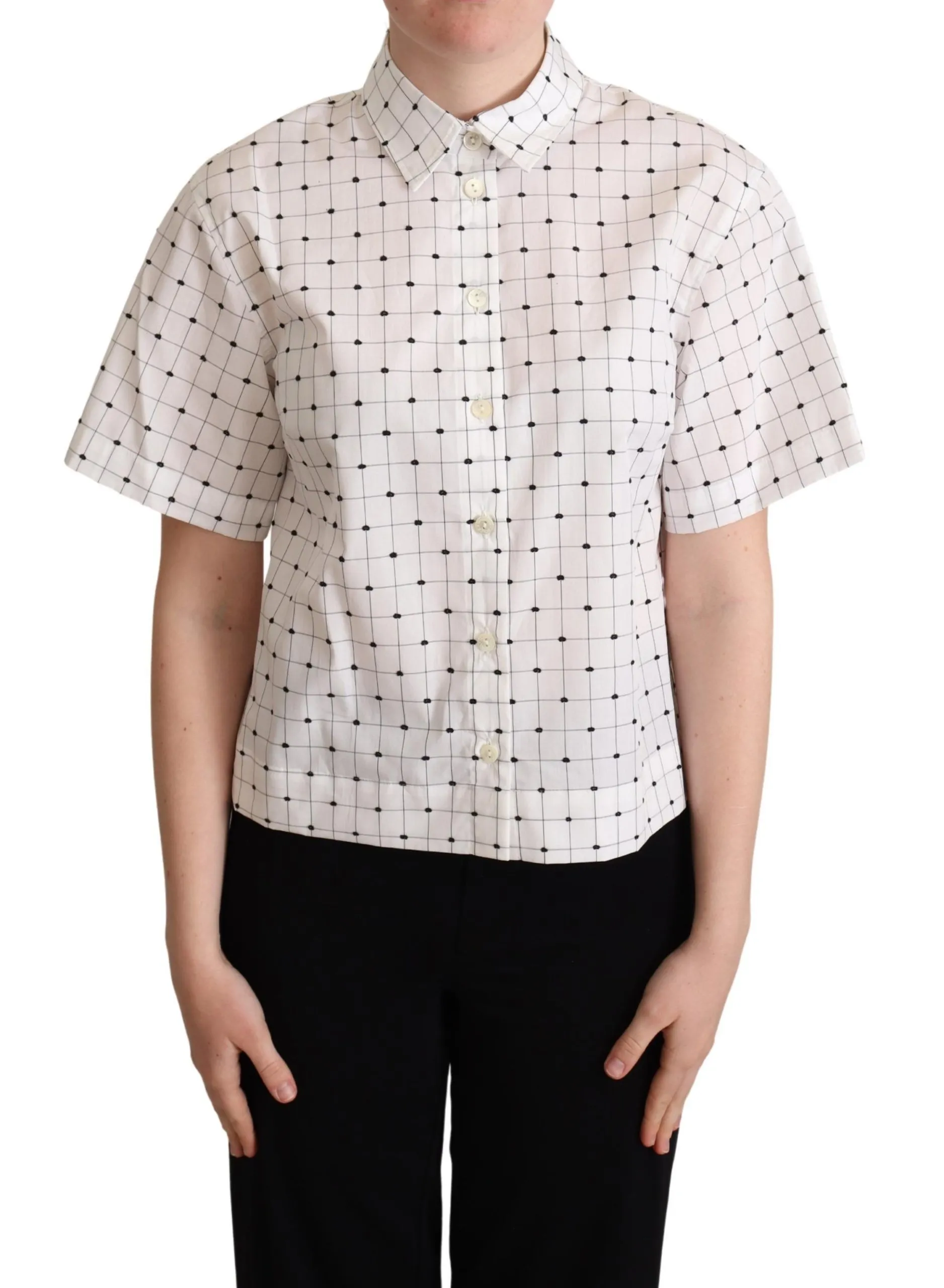 Dolce & Gabbana Women's Chic Monochrome Polka Dot Polo Top
