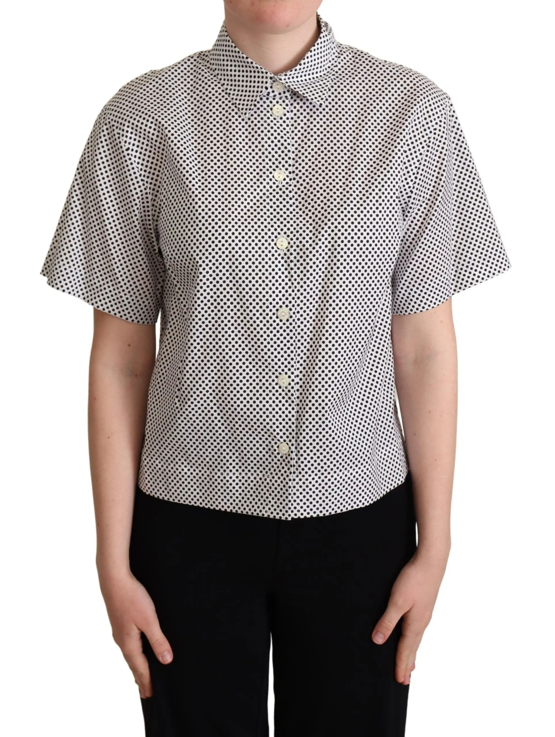 Dolce & Gabbana Women's Elegant Polka Dot Cotton Polo Top
