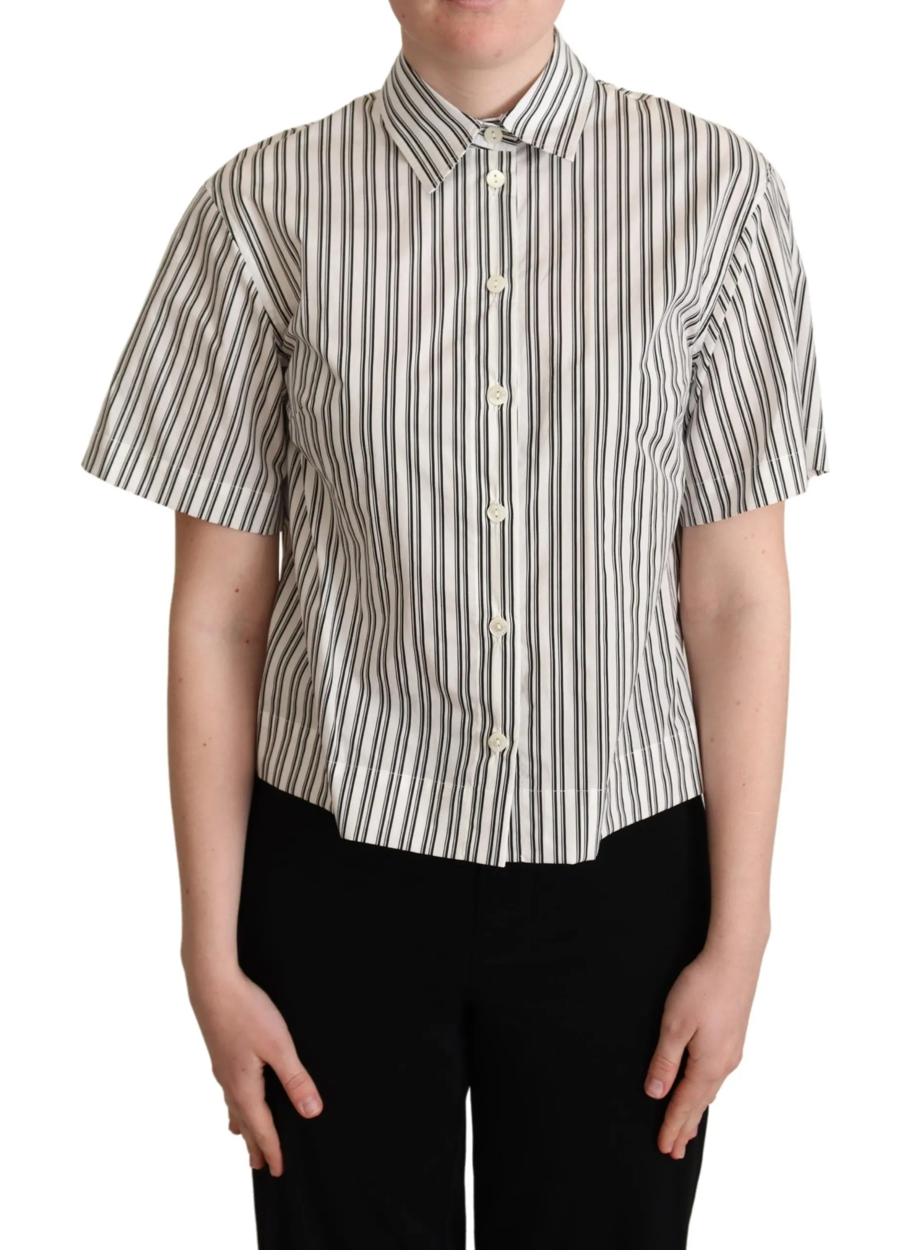 Dolce & Gabbana Women's Elegant Striped Cotton Polo Top