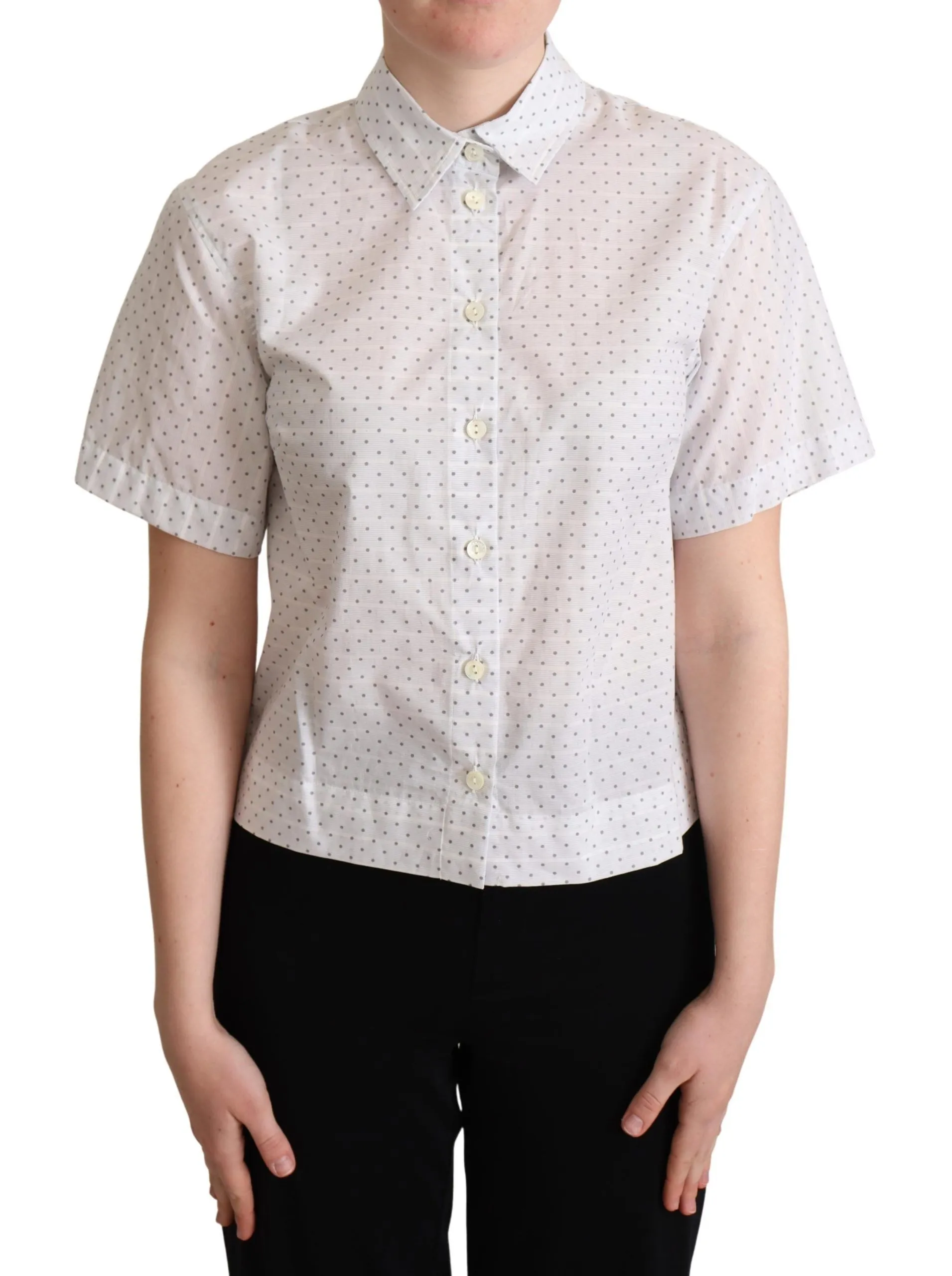 Dolce & Gabbana Women's Elegant Polka Dot Cotton Polo Top