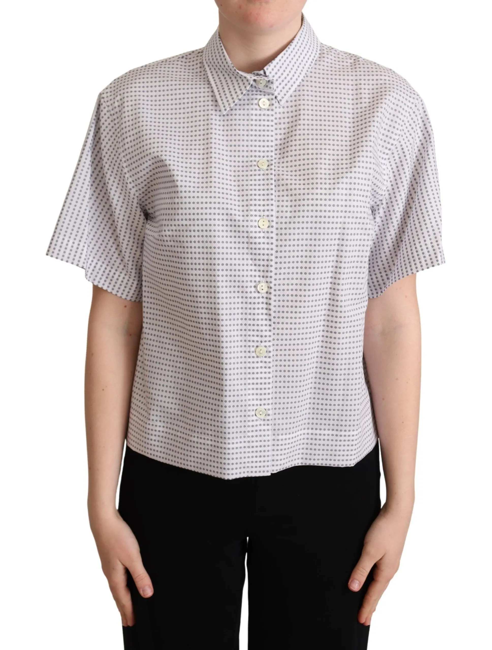 Dolce & Gabbana Women's Elegant Polka Dots Collared Polo Top
