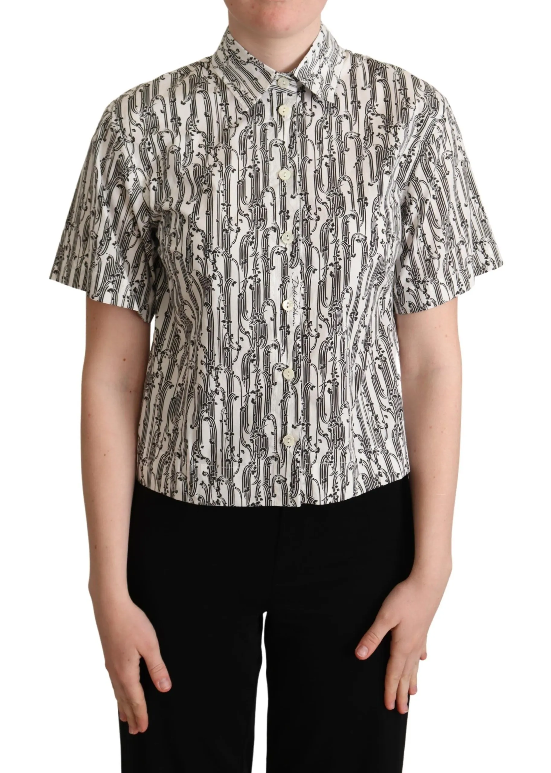 Dolce & Gabbana Women's Elegant Floral Cotton Polo Top