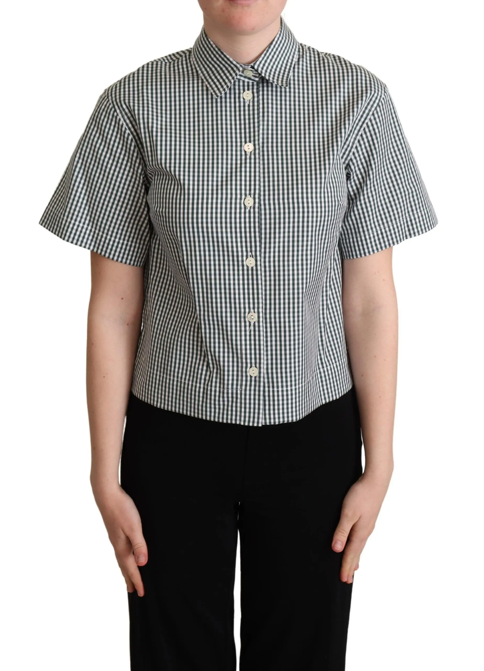 Dolce & Gabbana Women's Elegant Checkered Cotton Polo Top