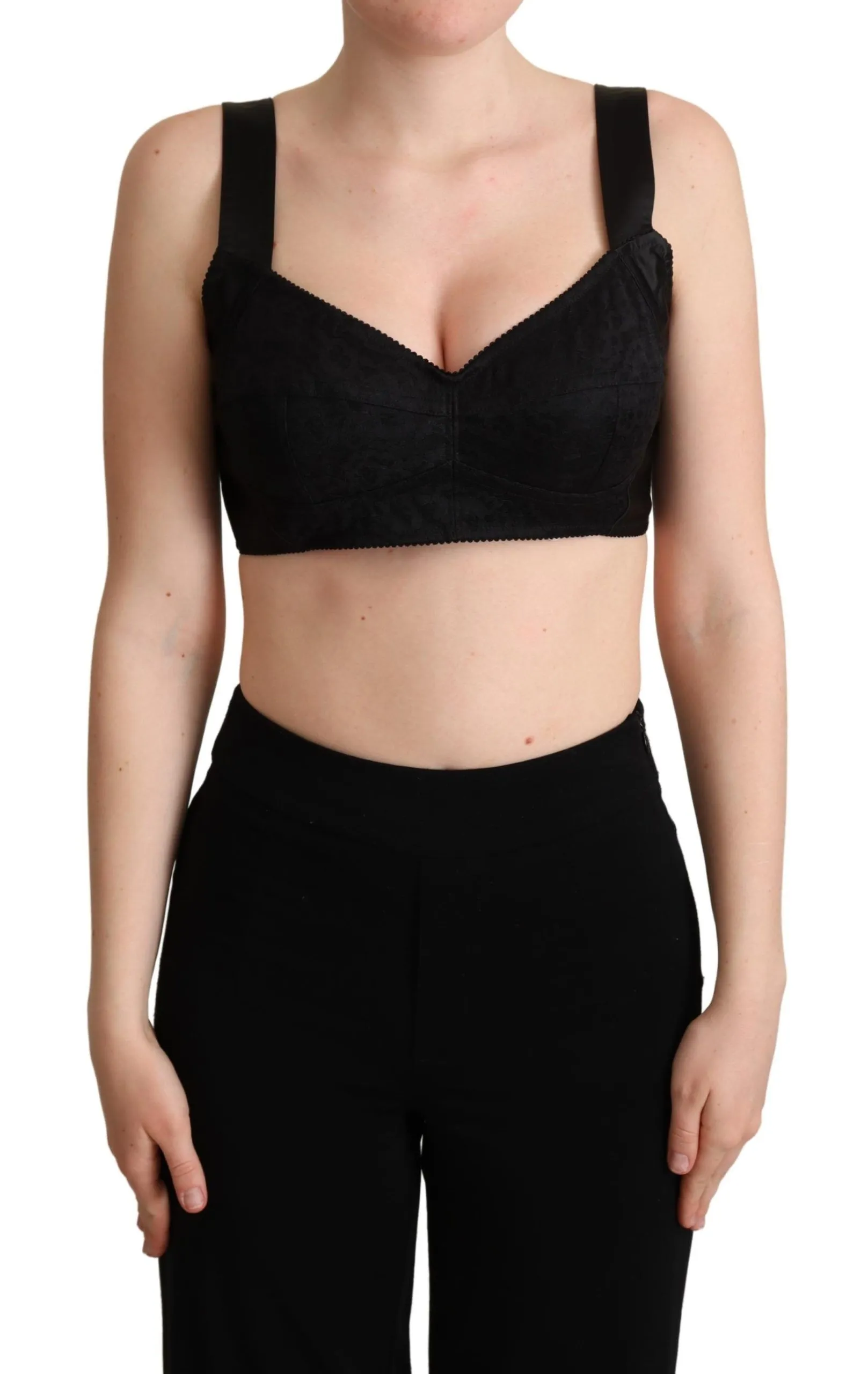 Dolce & Gabbana Women's Elegant Black Silk Blend Bustier Crop Top