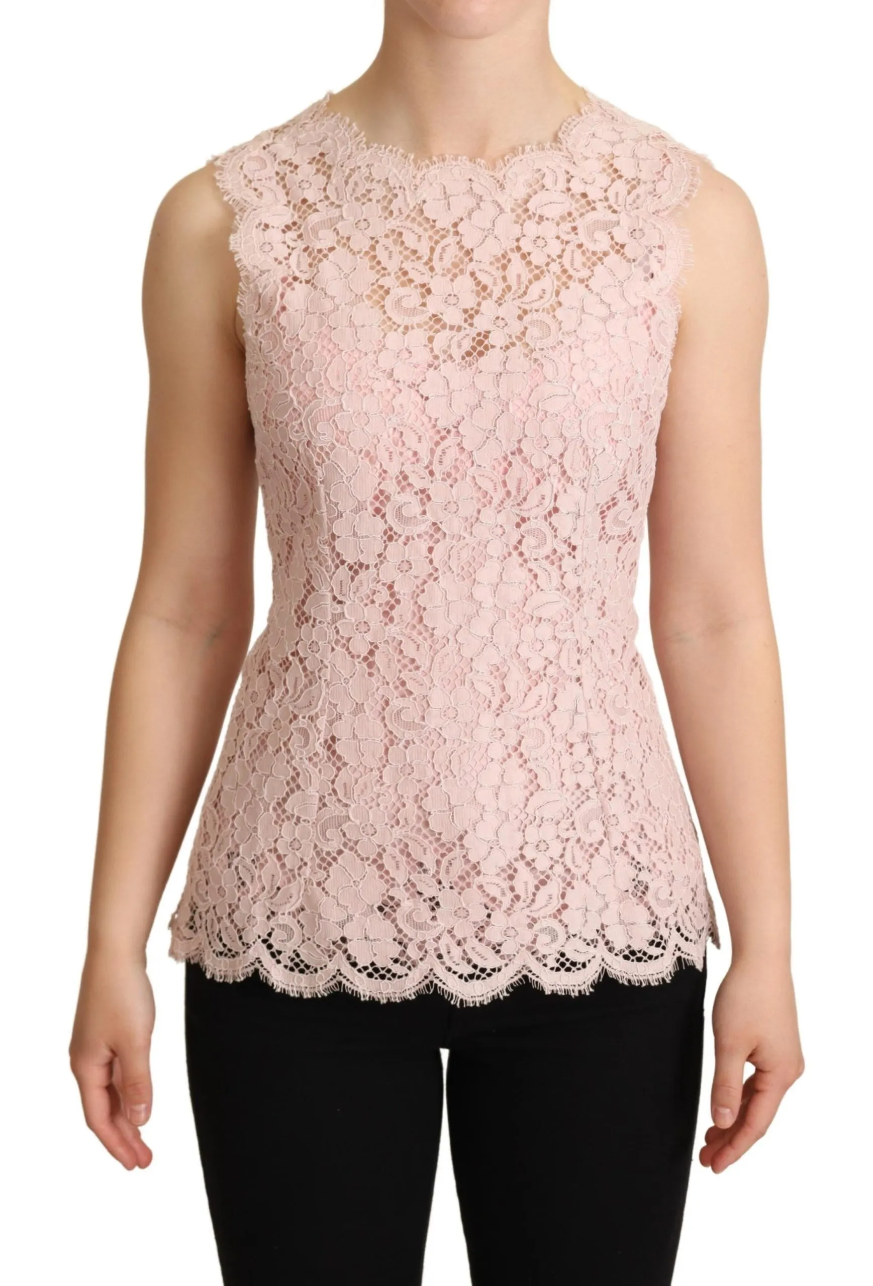 Dolce & Gabbana Women's Elegant Pink Lace Sleeveless Blouse