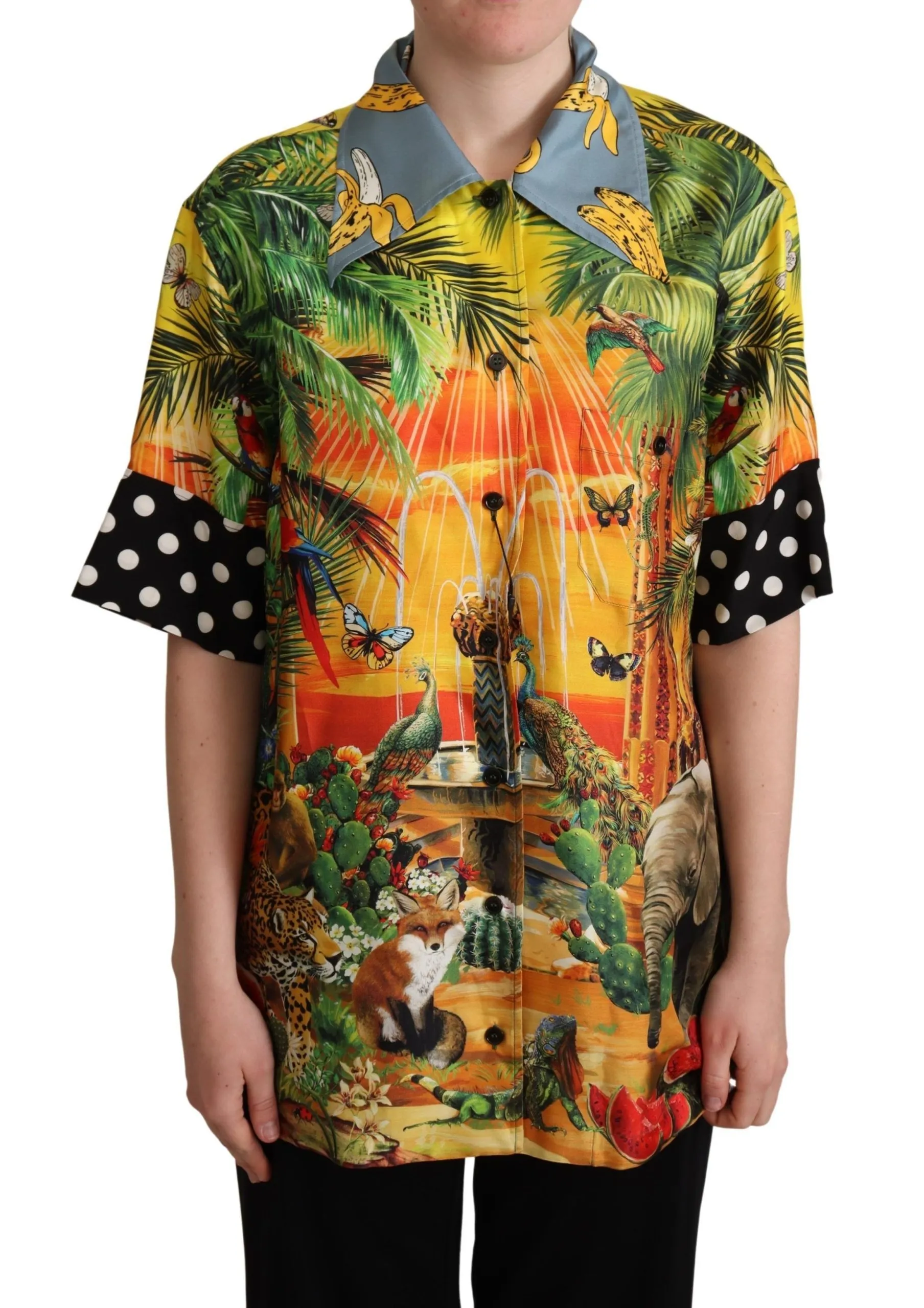 Dolce & Gabbana Women's Tropical Silk Oversized Short-Sleeved Shirt