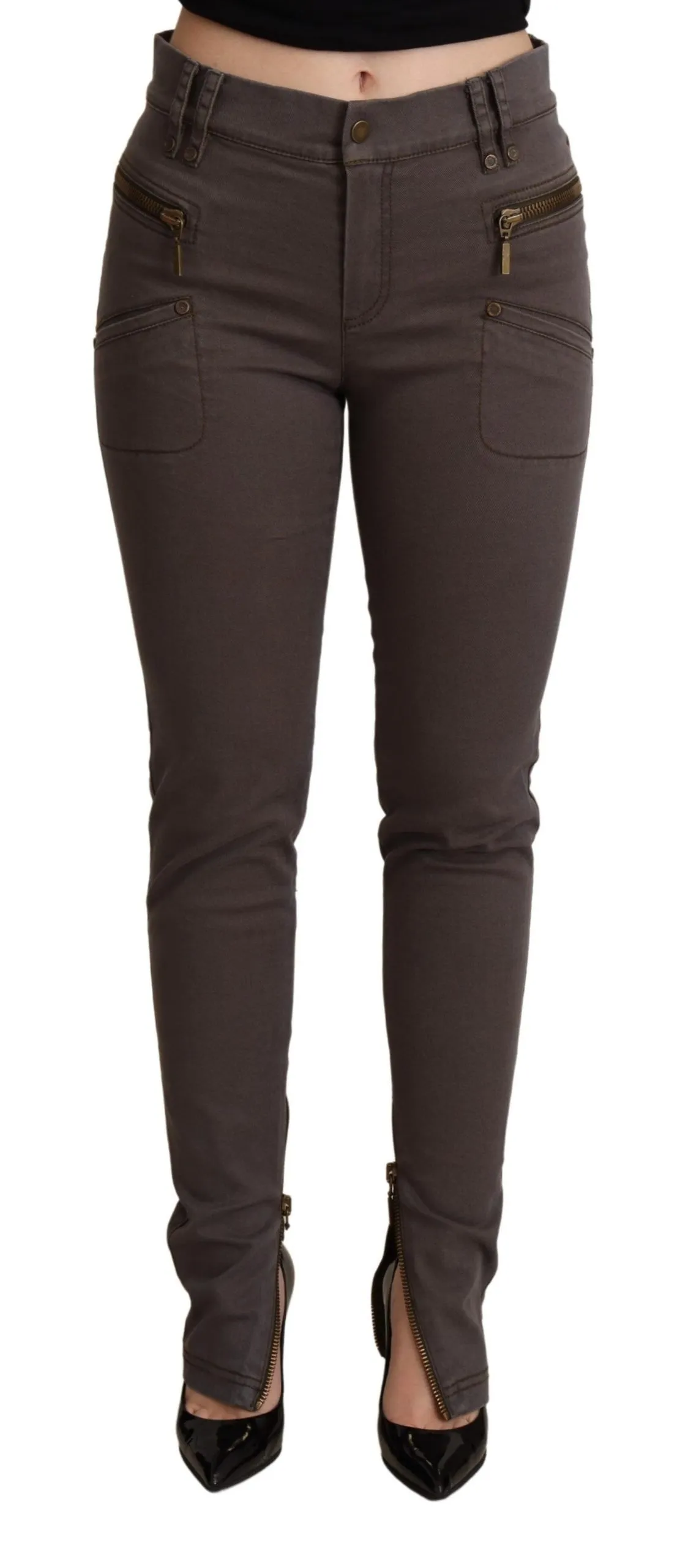 PLEIN SUD Women's Chic Brown Slim-Fit Skinny Jeans