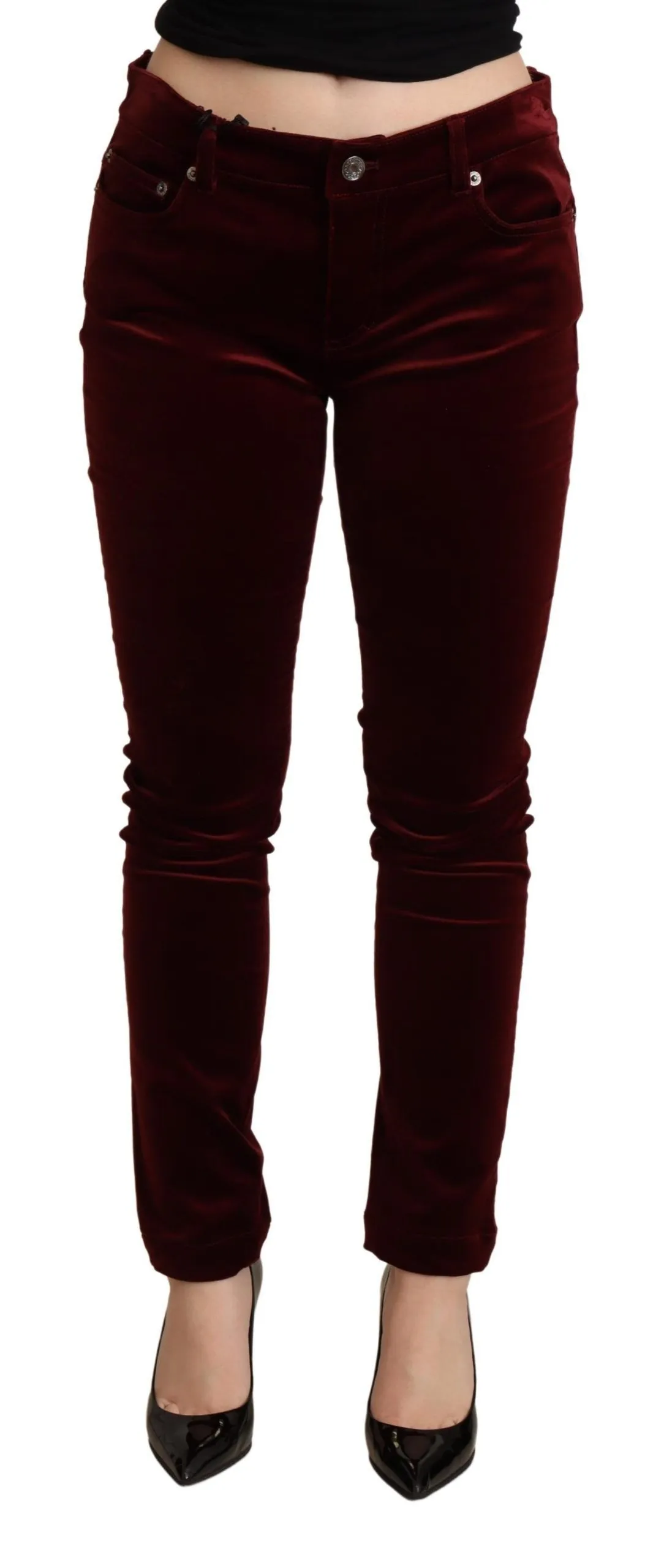 Dolce & Gabbana Women's Exquisite Bordeaux Red Skinny Pants