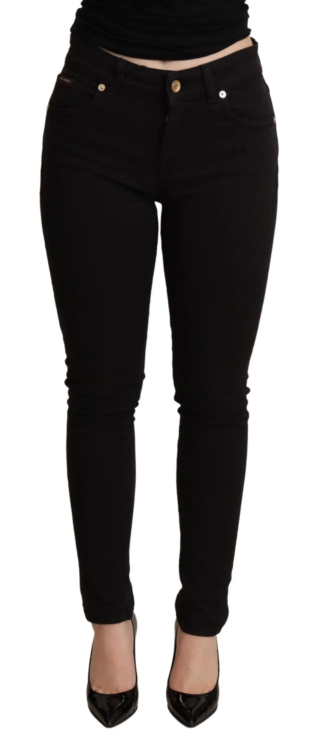 Dolce & Gabbana Women's Elegant Mid-Waist Skinny Black Jeans