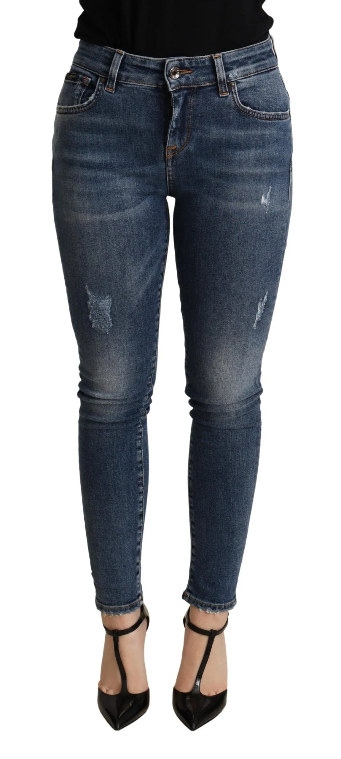 Dolce & Gabbana Women's Elegant Mid Waist Skinny Blue Jeans