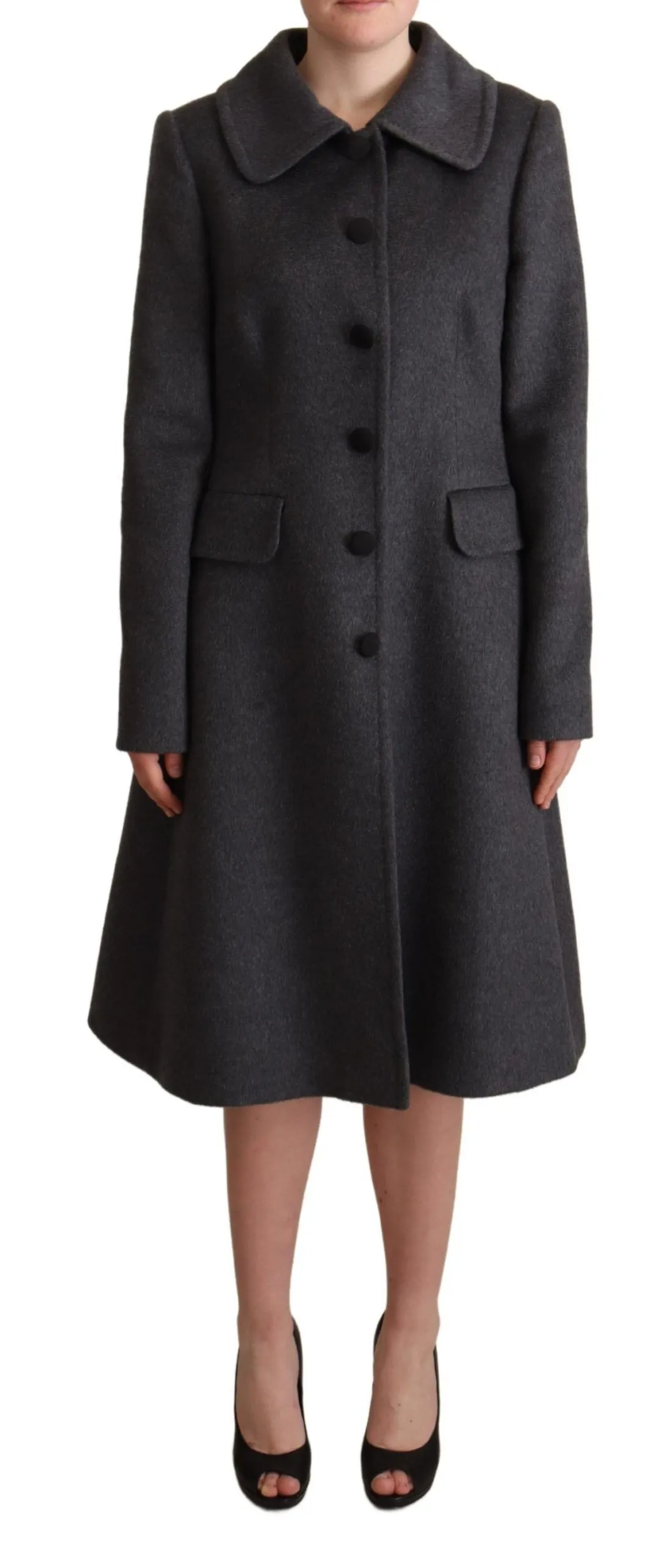 Dolce & Gabbana Women's Elegant Gray Cashmere Trench Coat