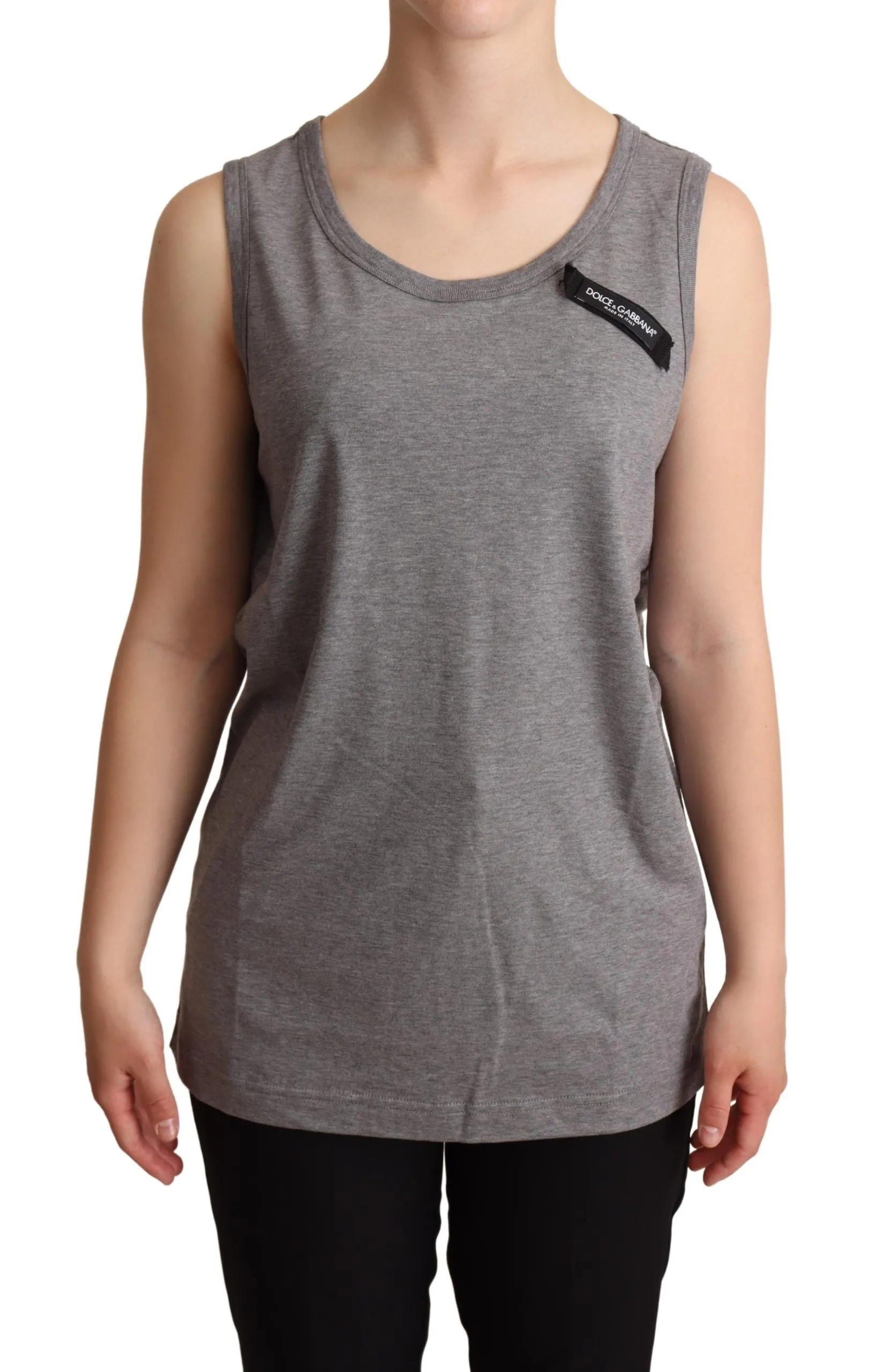 Dolce & Gabbana Women's Elegant Gray Cotton Jersey Sleeveless Tank