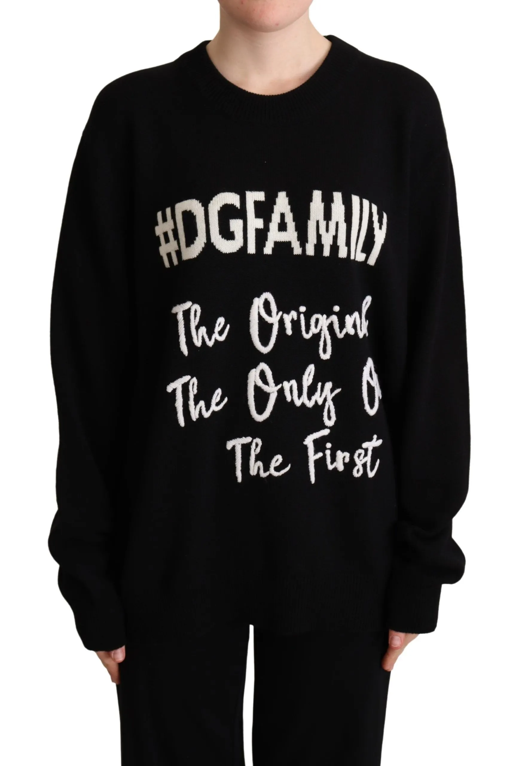 Dolce & Gabbana Women's Chic Black Cashmere-Wool Crewneck Sweater