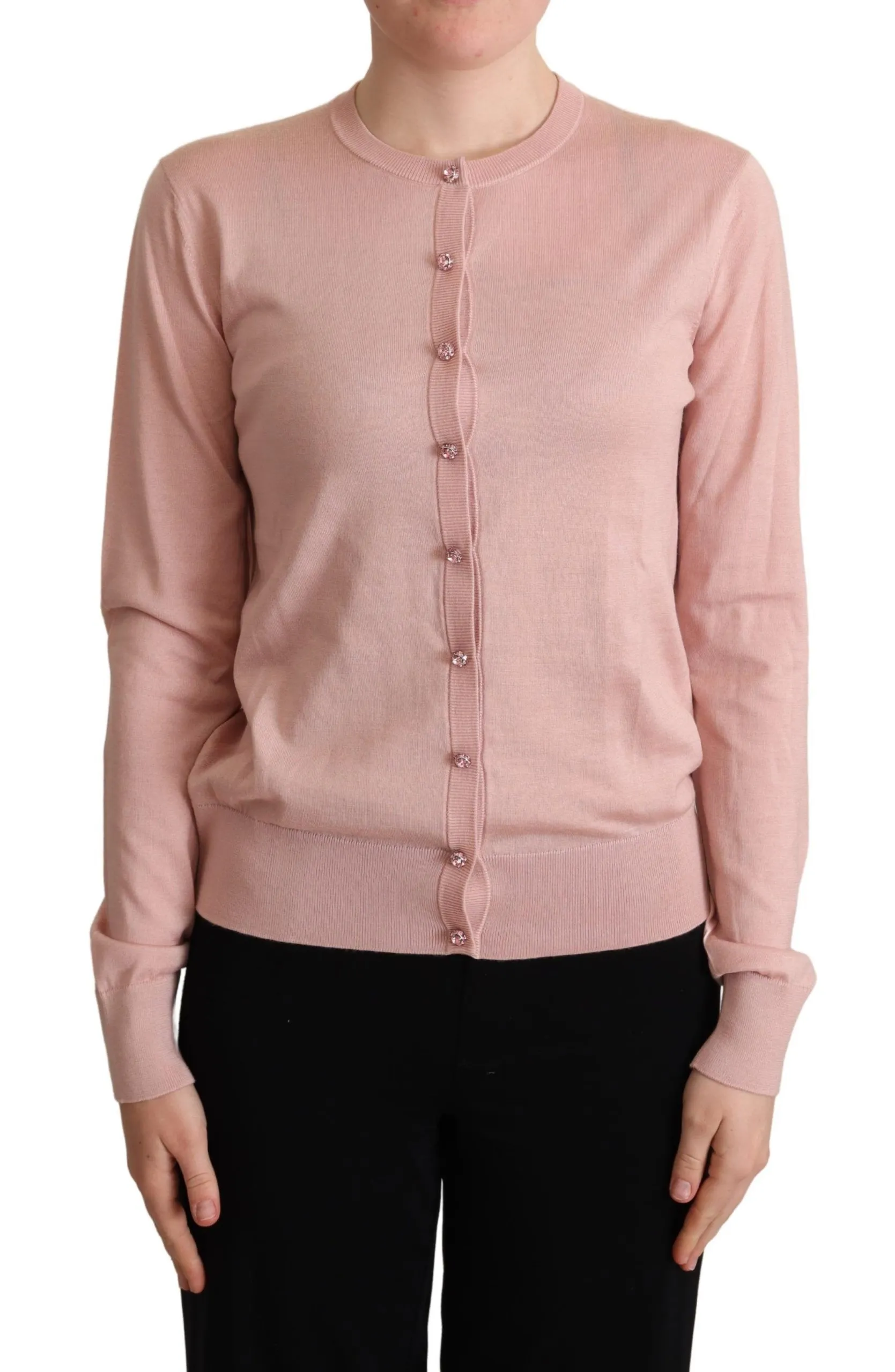 Dolce & Gabbana Women's Elegant Pink Cashmere Silk Cardigan