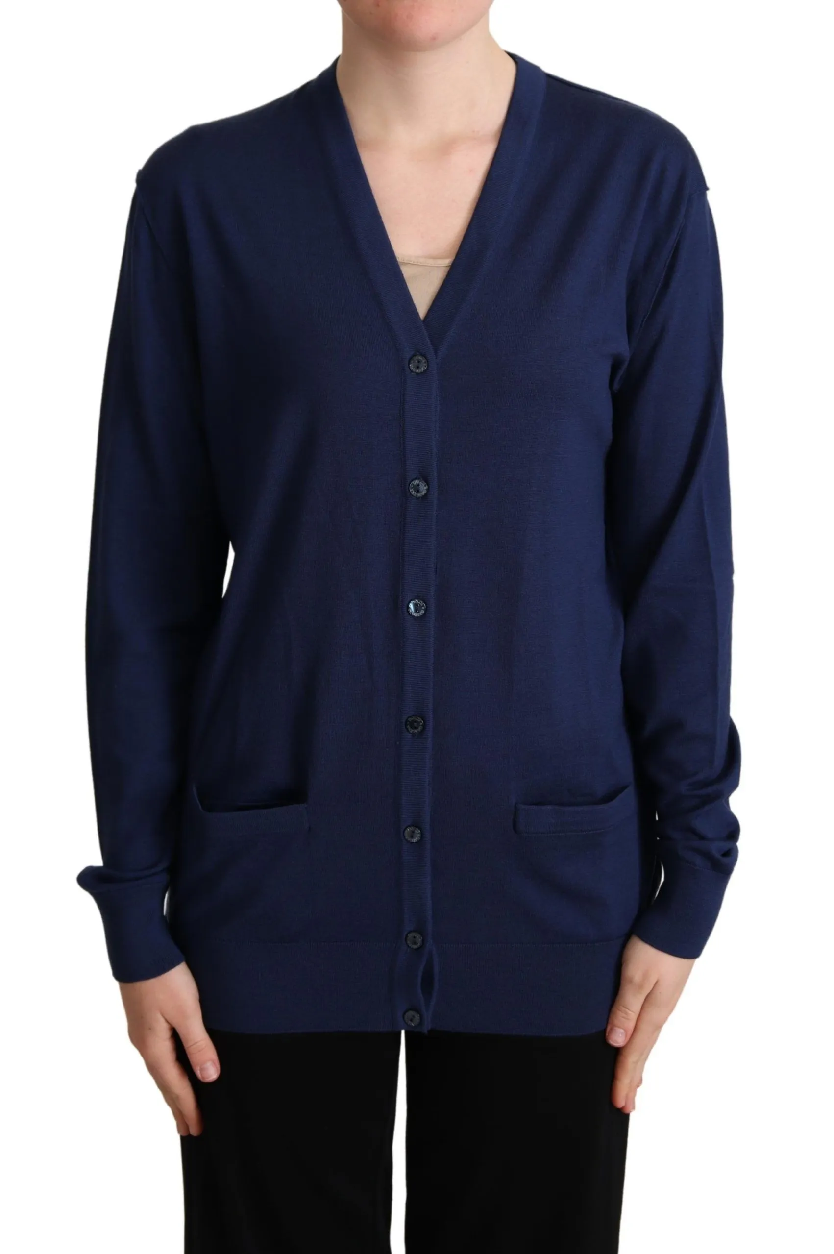 Dolce & Gabbana Women's Elegant Virgin Wool Blue Cardigan