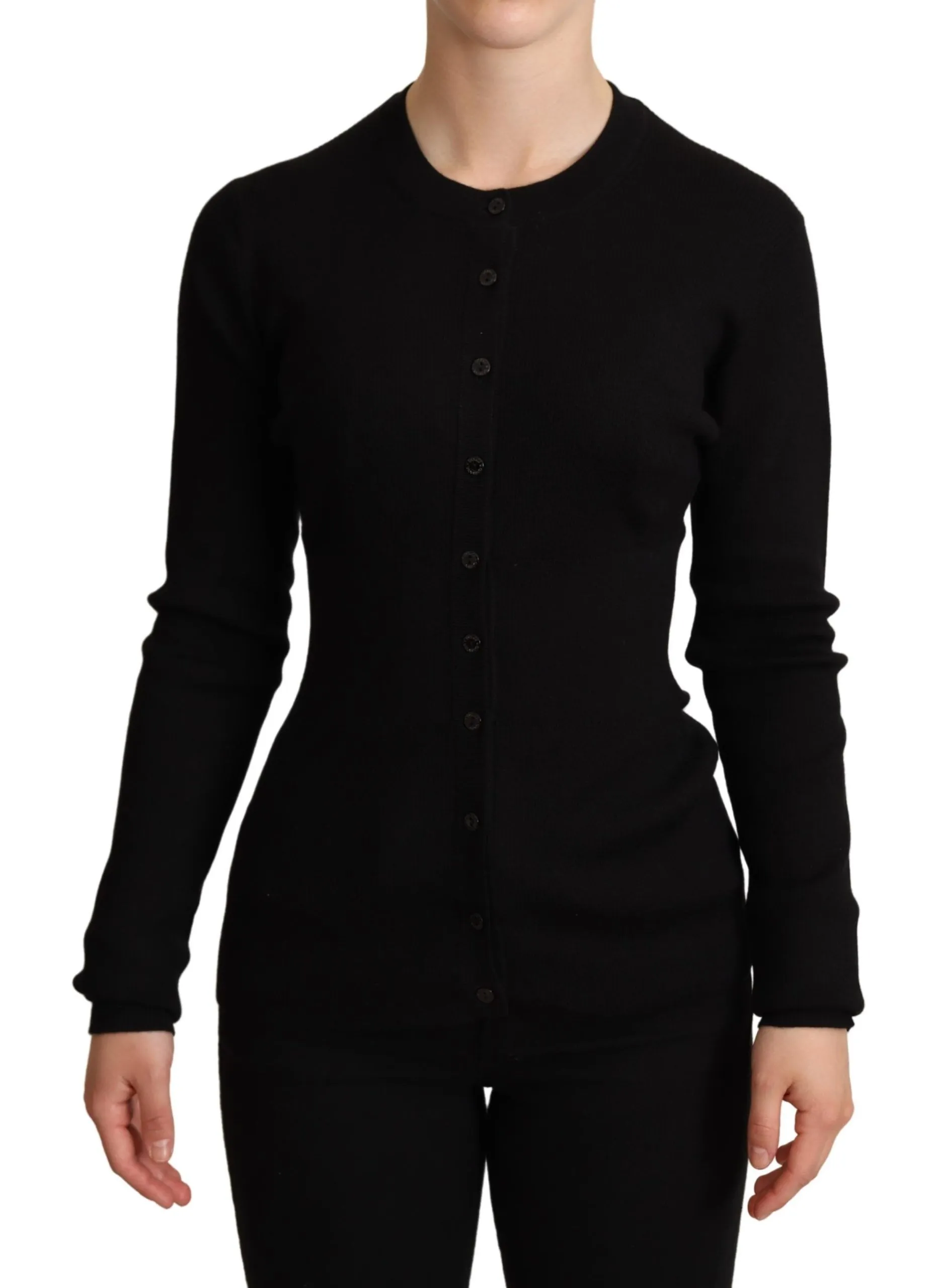 Dolce & Gabbana Women's Elegant Black Silk Cashmere Cardigan