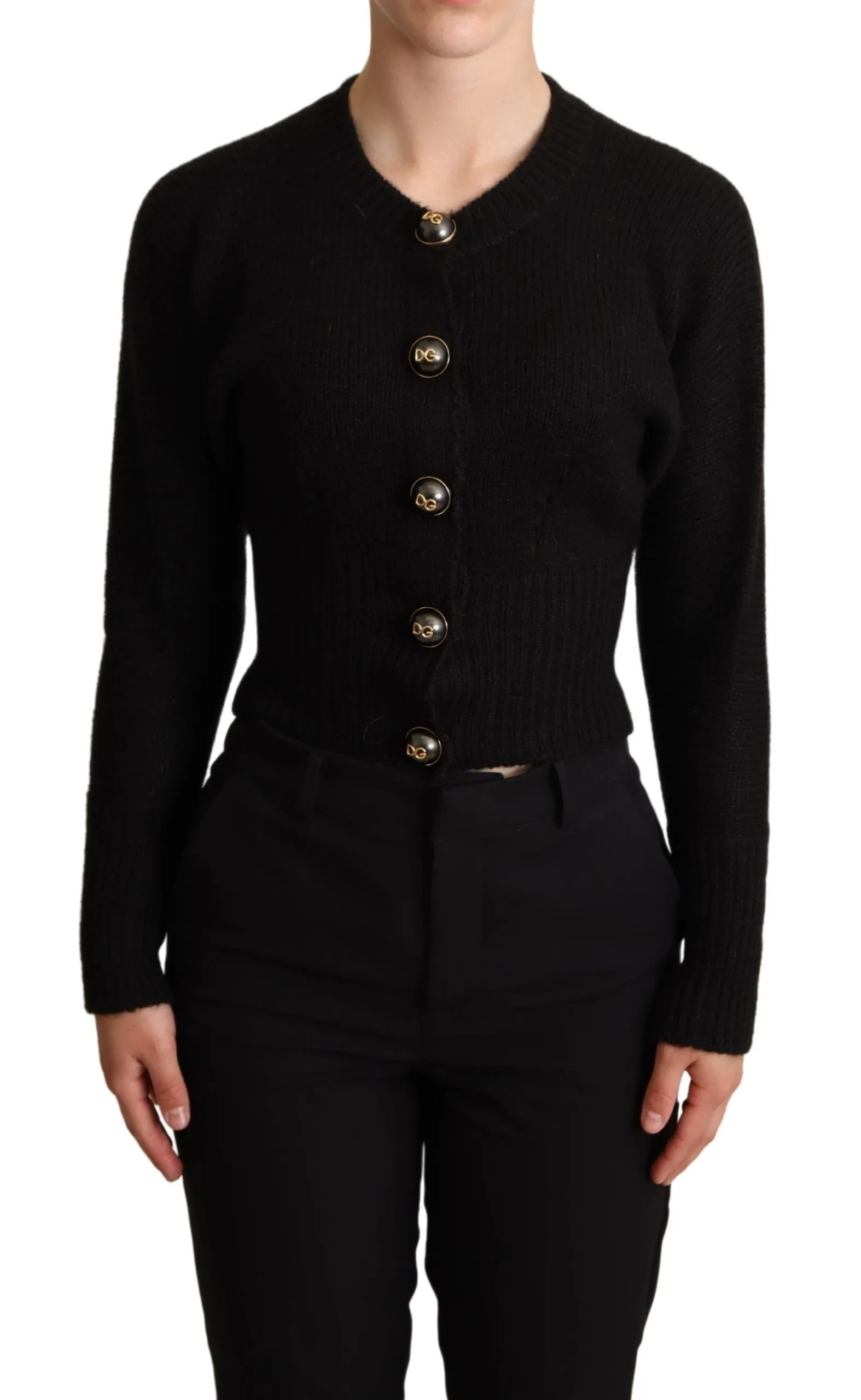Dolce & Gabbana Women's Black Button Embellished Cardigan Sweater