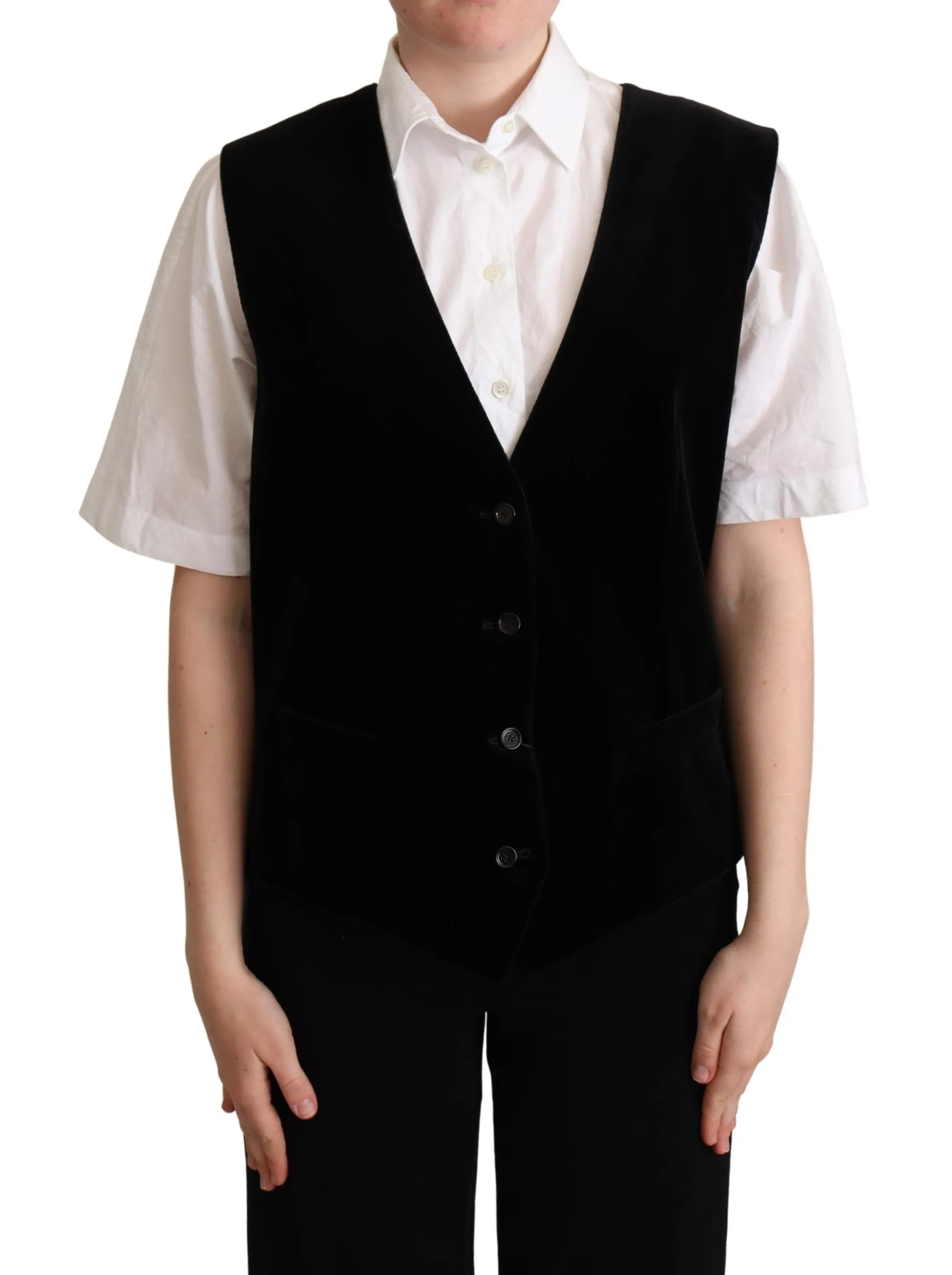 Dolce & Gabbana Women's Elegant Sleeveless Black Leopard Print Vest