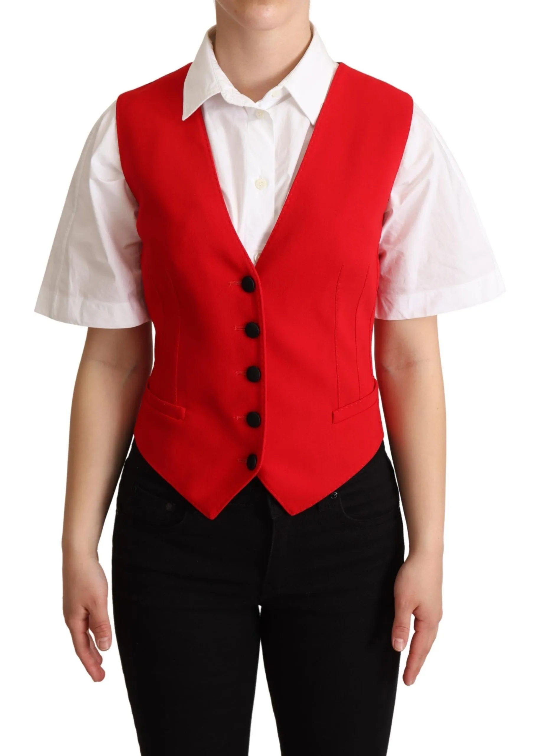 Dolce & Gabbana Women's Elegant Red Leopard Print Sleeveless Vest