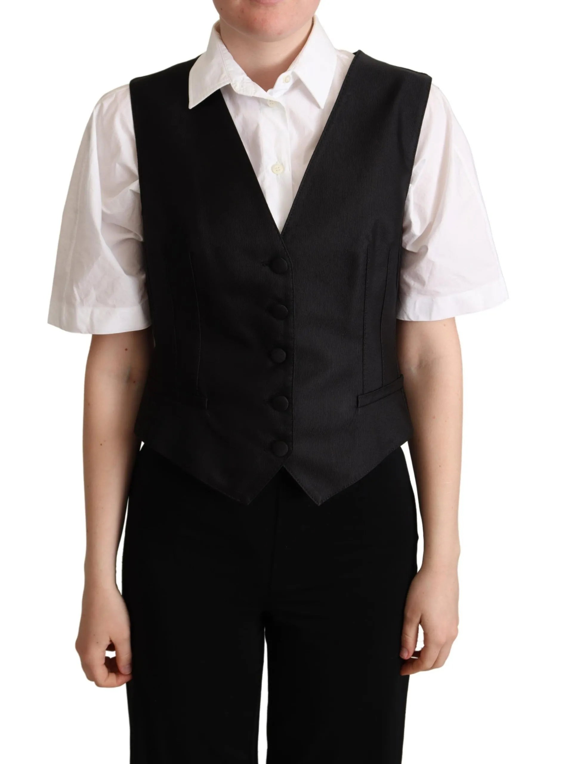 Dolce & Gabbana Women's Elegant Black Silk Blend Waistcoat