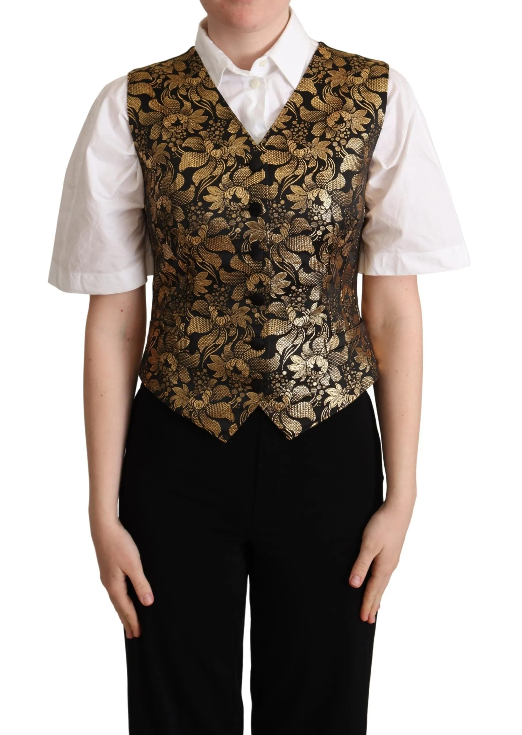 Dolce & Gabbana Women's Elegant Black Jacquard Waistcoat