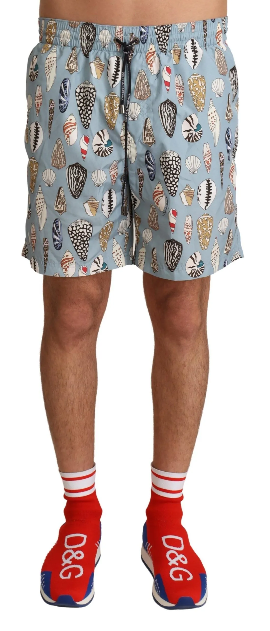 Dolce & Gabbana Men's Elegant Seashell Print Swim Trunks