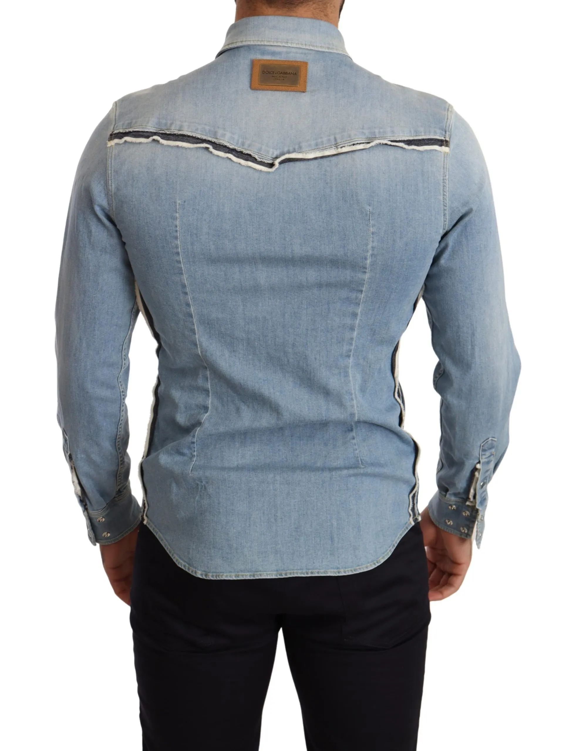 Dolce & Gabbana Men's Elegant Blue Denim Slim Fit Shirt