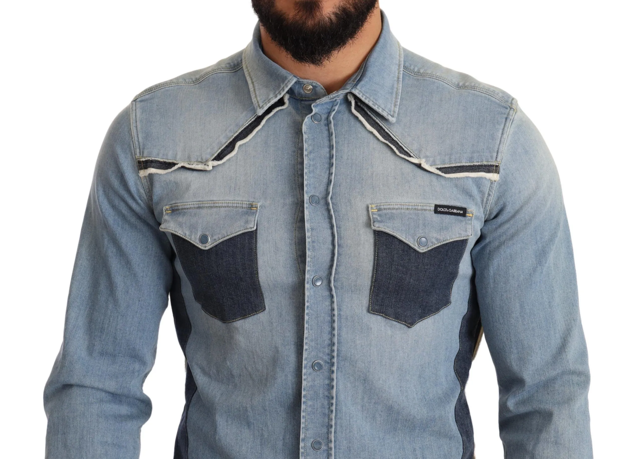 Dolce & Gabbana Men's Elegant Blue Denim Slim Fit Shirt