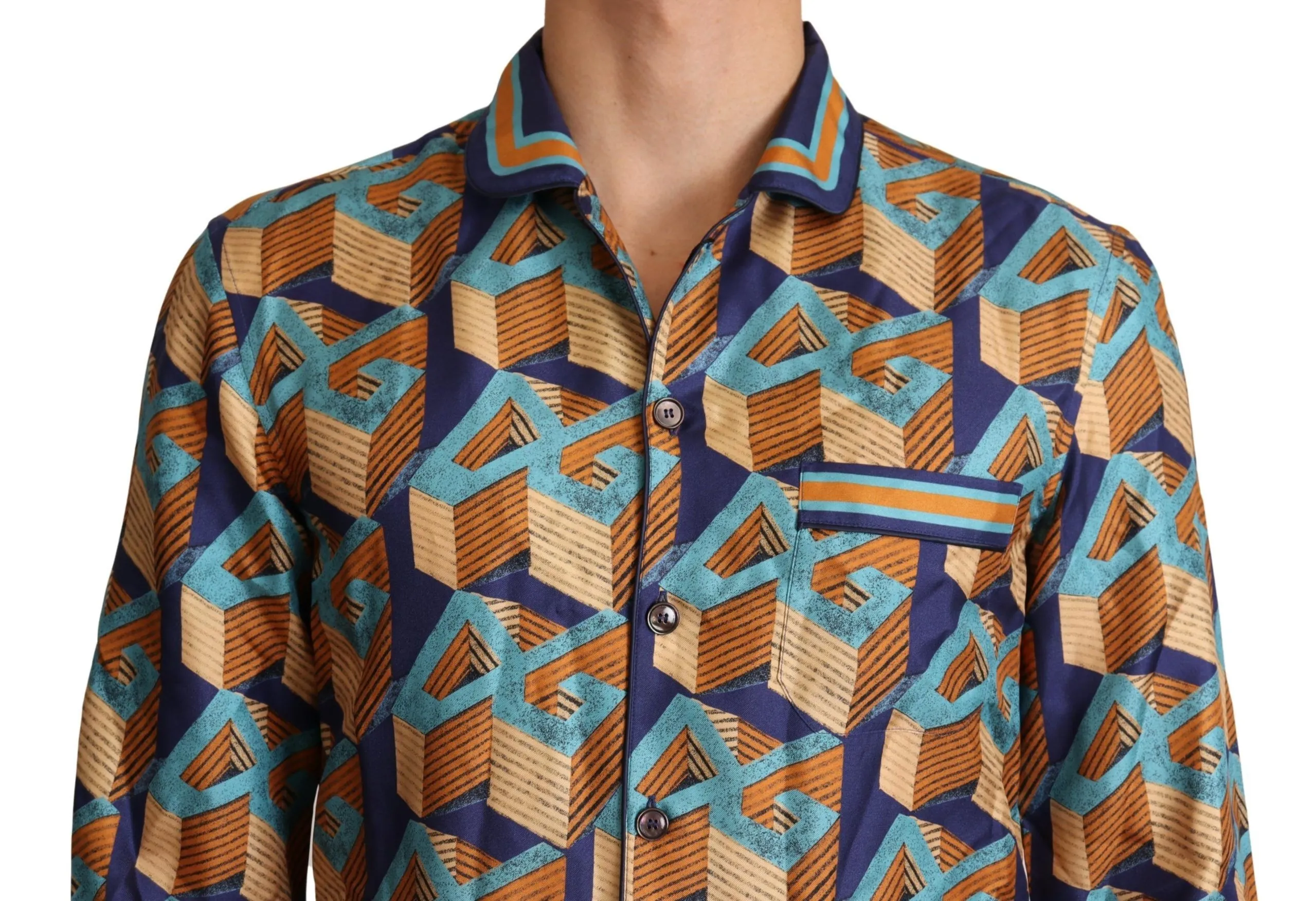 Dolce & Gabbana Men's Elegant Silk Casual Shirt with DG Logo