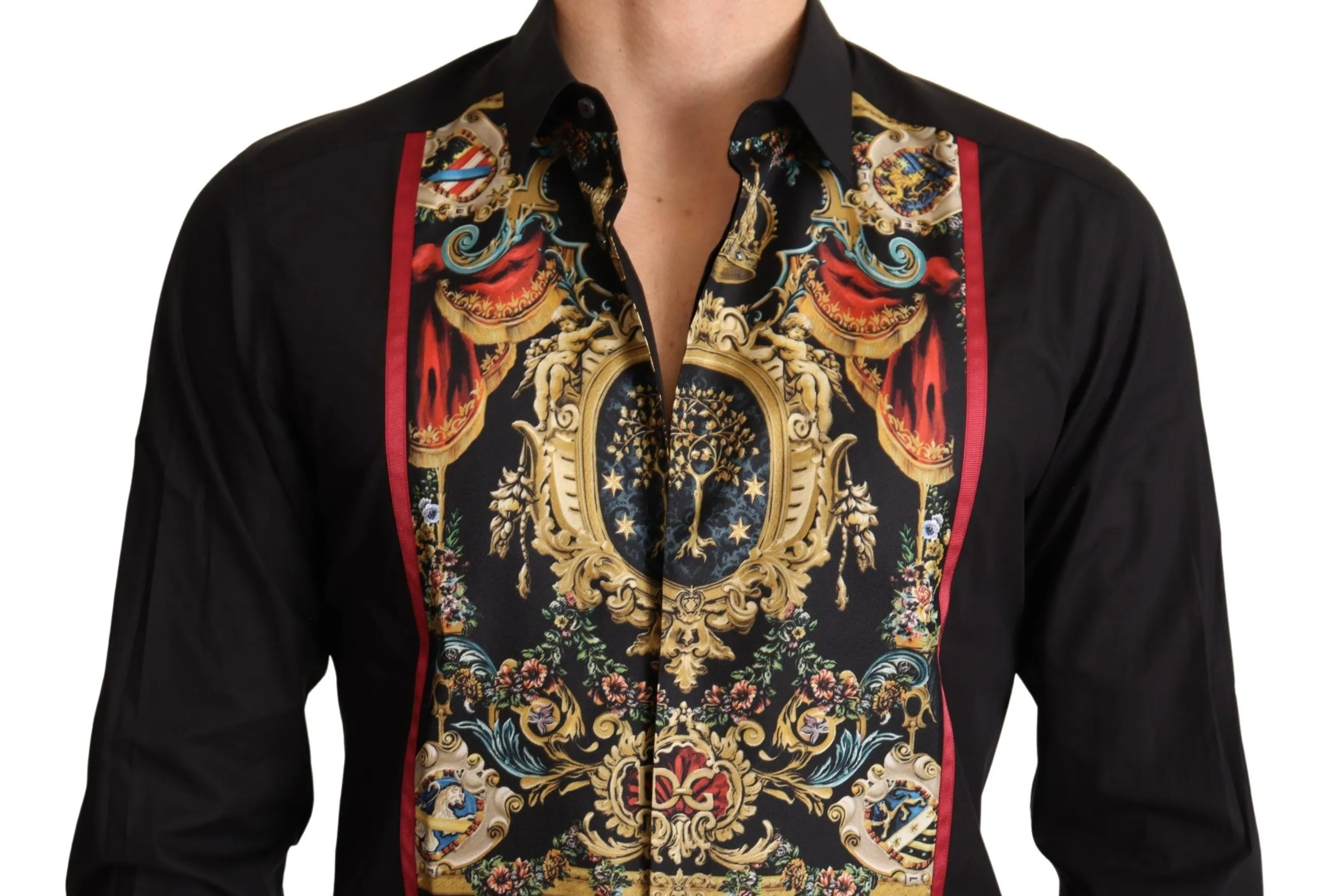 Dolce & Gabbana Men's Exquisite Silk Casual Men's Shirt in Purple and Green