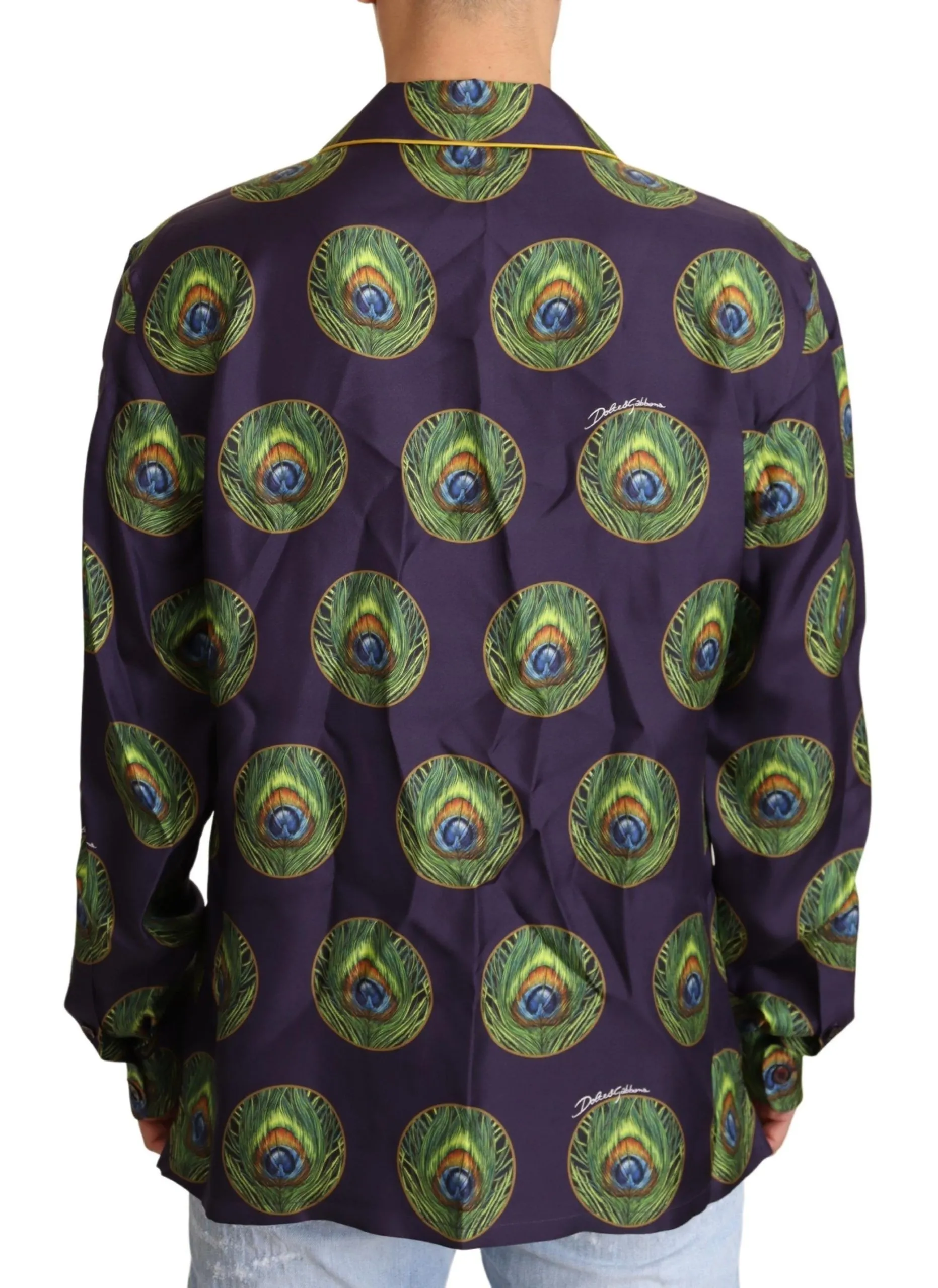 Dolce & Gabbana Men's Exquisite Silk Casual Men's Shirt in Purple and Green
