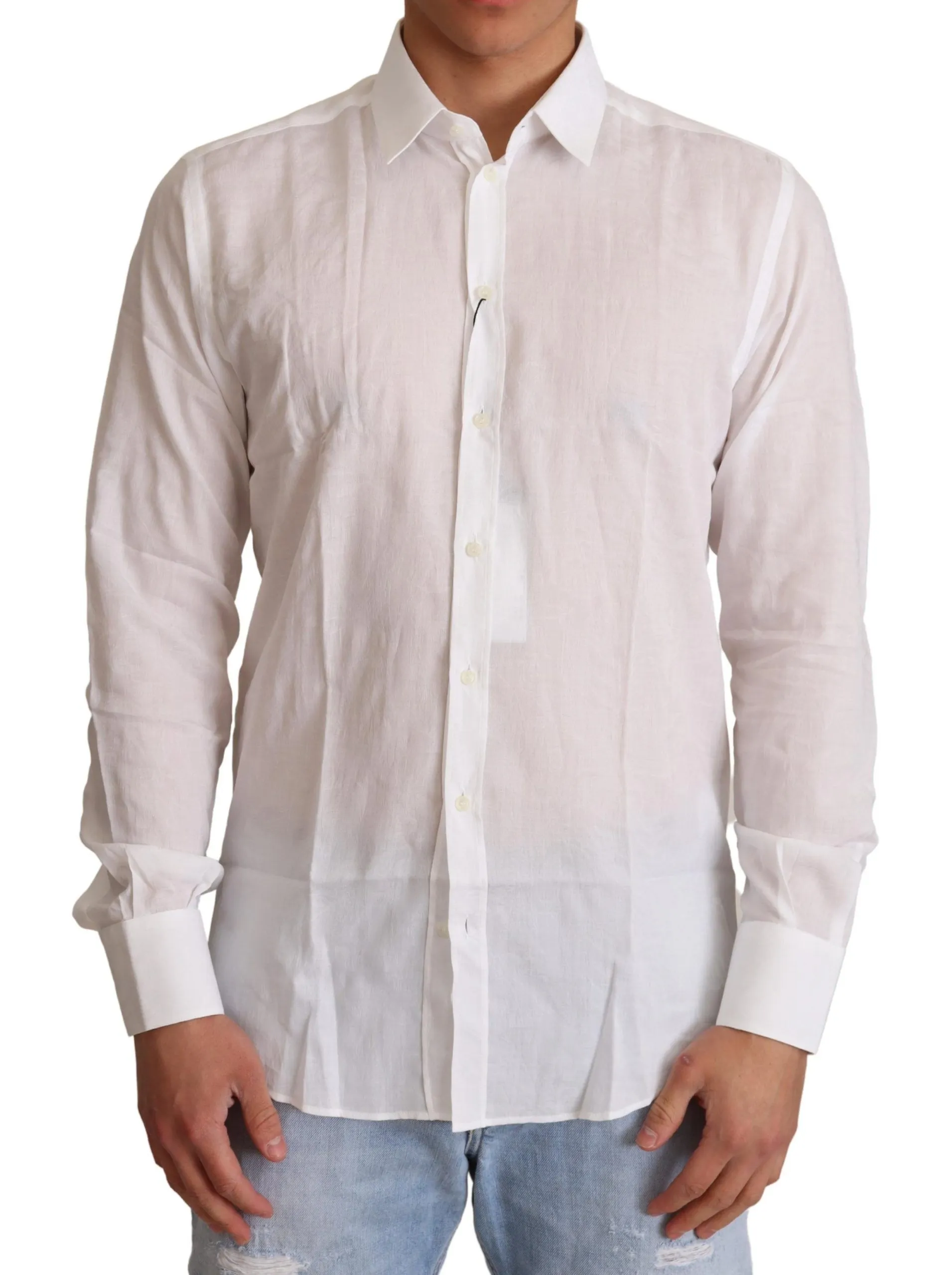 Dolce & Gabbana Men's Elegant White Slim Fit Martini Dress Shirt