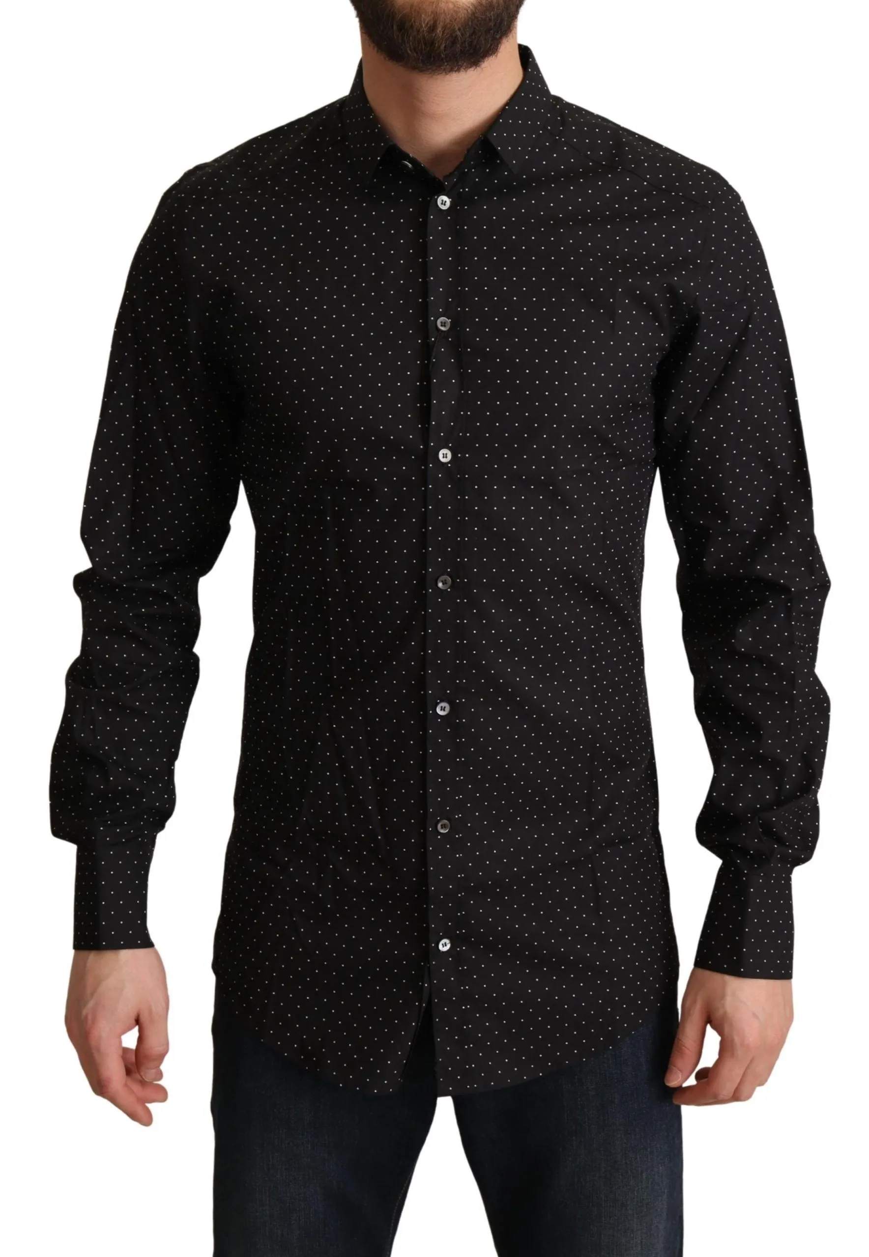 Dolce & Gabbana Men's Elegant Slim Fit Black Cotton Dress Shirt