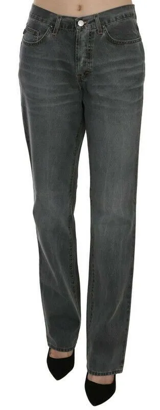Just Cavalli Women's Chic Gray Mid Waist Straight Leg Jeans