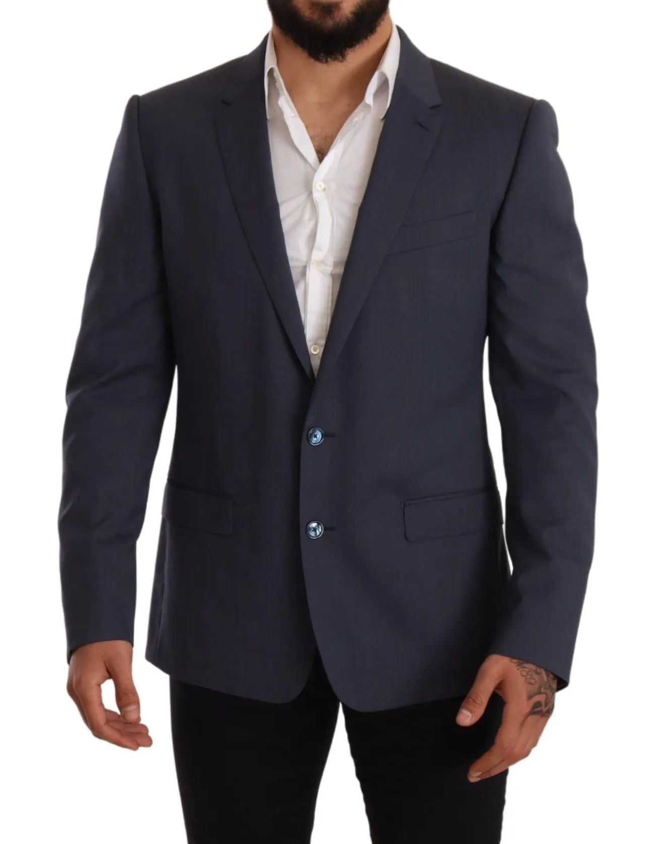 Dolce & Gabbana Men's Elegant Blue Wool Martini Blazer Jacket