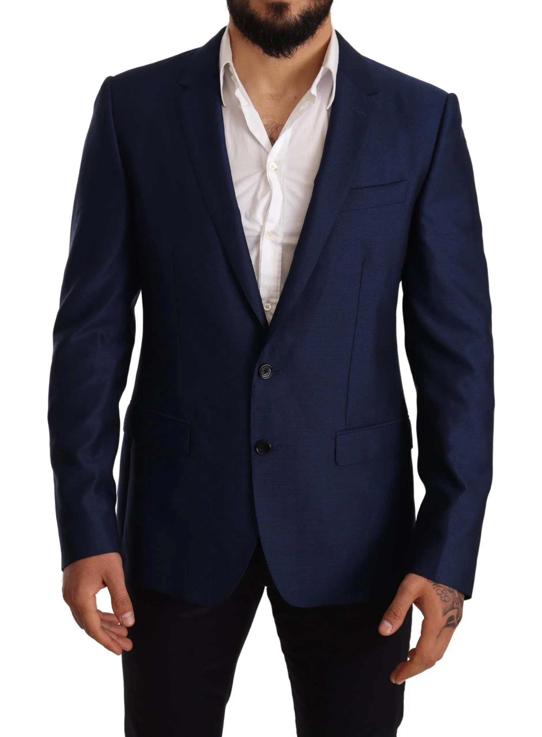 Dolce & Gabbana Men's Elegant Blue Virgin Wool Martini Blazer