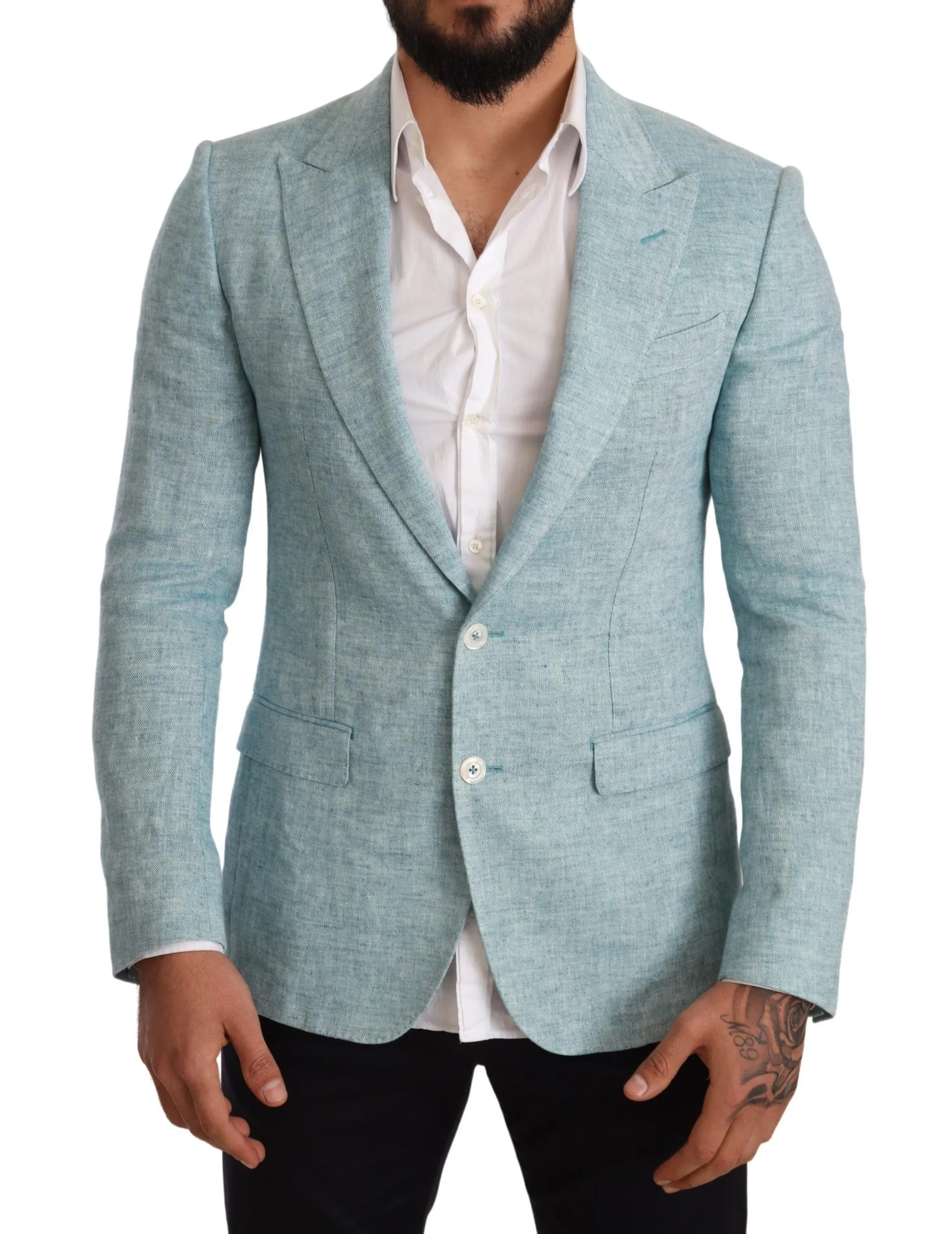 Dolce & Gabbana Men's Elegant Light Blue Linen Blazer