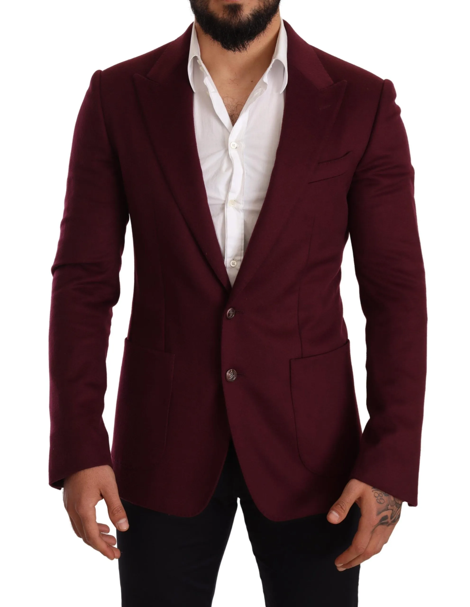 Dolce & Gabbana Men's Elegant Maroon Bordeaux Cashmere Blazer