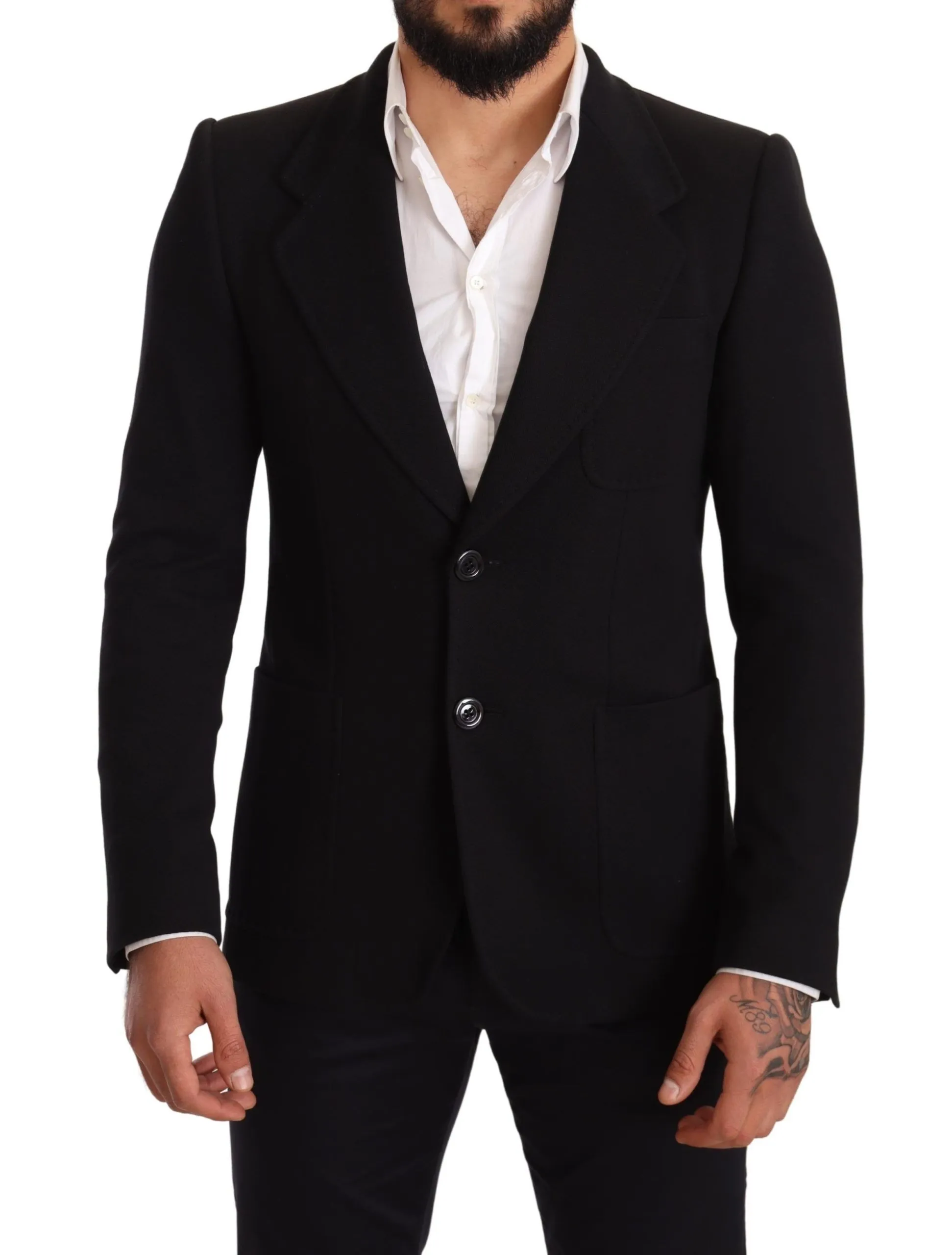 Dolce & Gabbana Men's Elegant Slim Fit Black Cotton Blazer