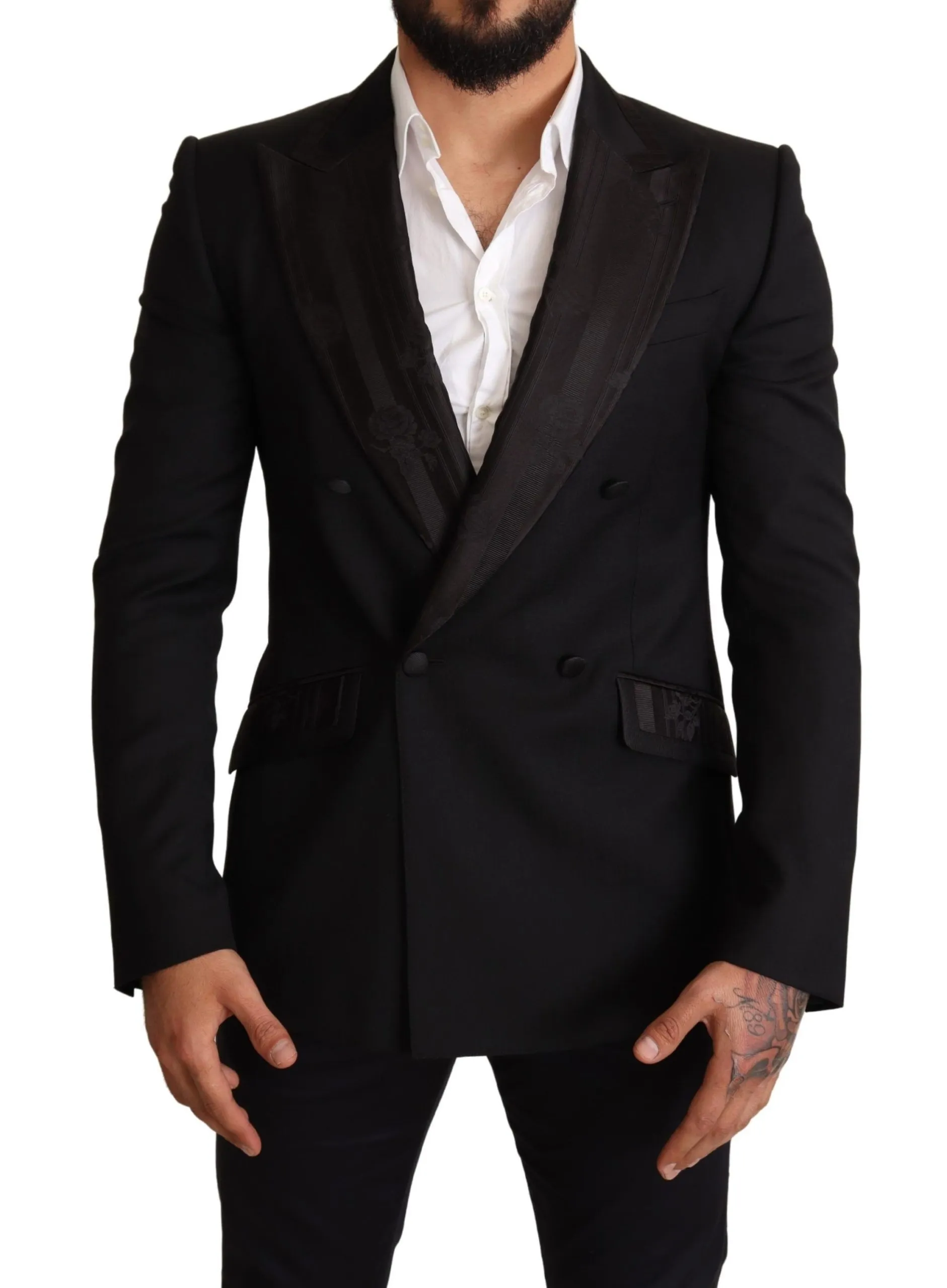 Dolce & Gabbana Men's Elegant Black Silk-Wool Blend Blazer