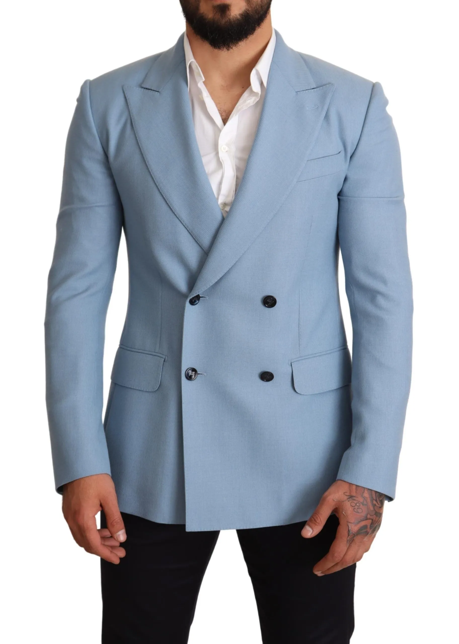 Dolce & Gabbana Men's Elegant Blue Cashmere-Silk Men's Blazer