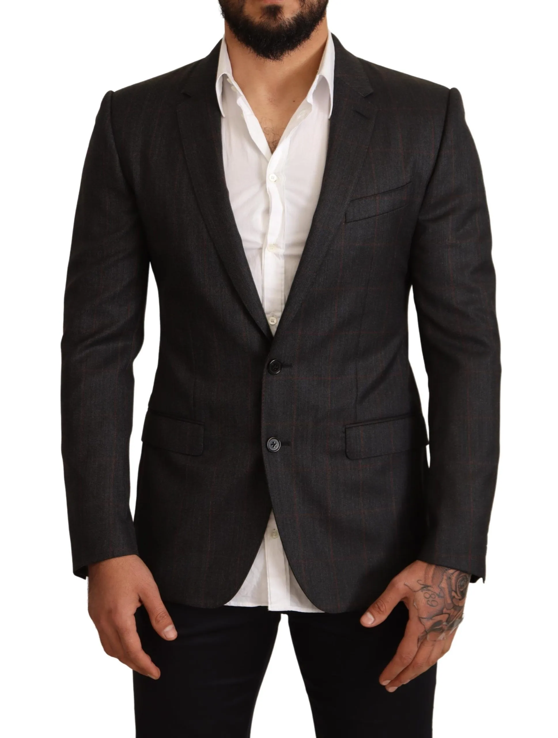 Dolce & Gabbana Men's Elegant Gray Check Martini Blazer