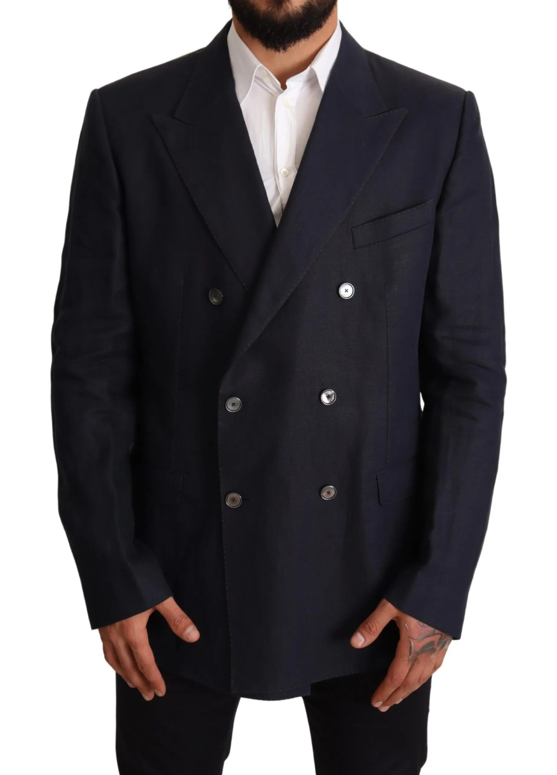 Dolce & Gabbana Men's Elegant Dark Blue Double-Breasted Blazer